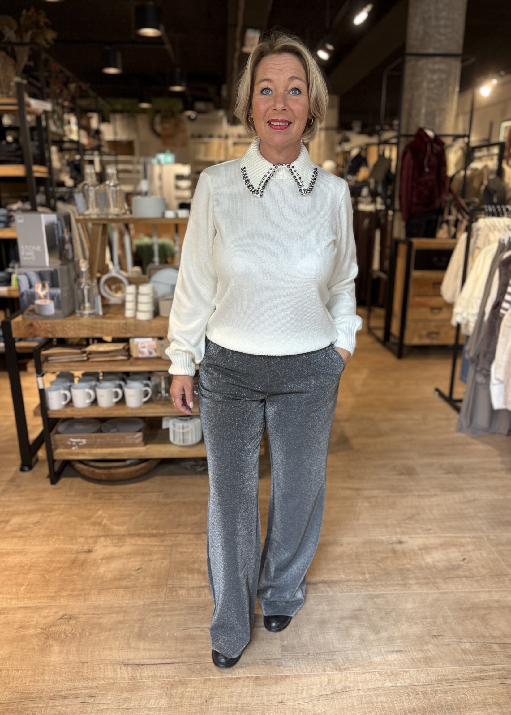 Red Button Broek Claudette Lurex - Lava