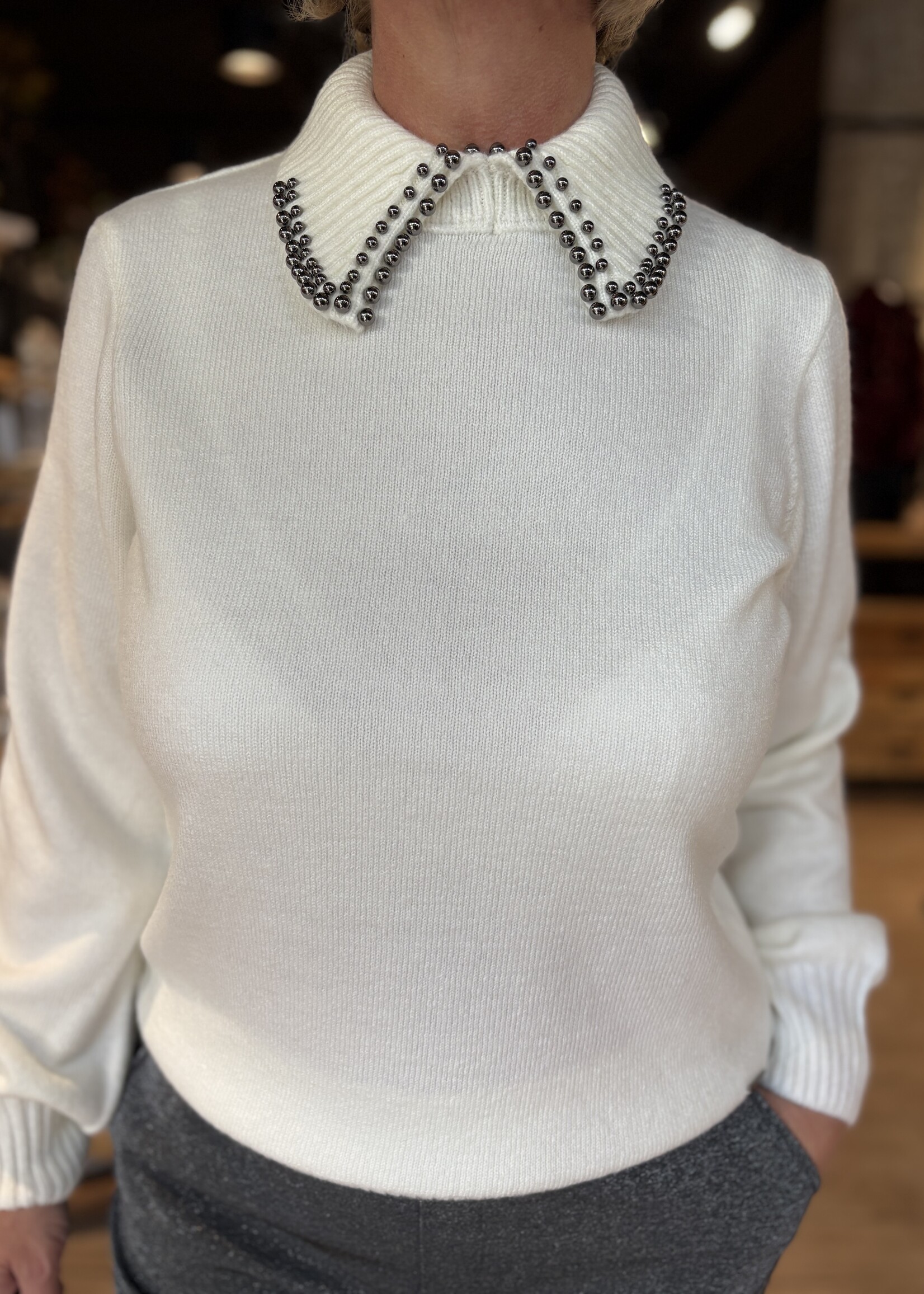 Sophia Perla Trui Melina Kraag - Ecru