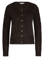 Red Button Vest Fuzzy - Espresso