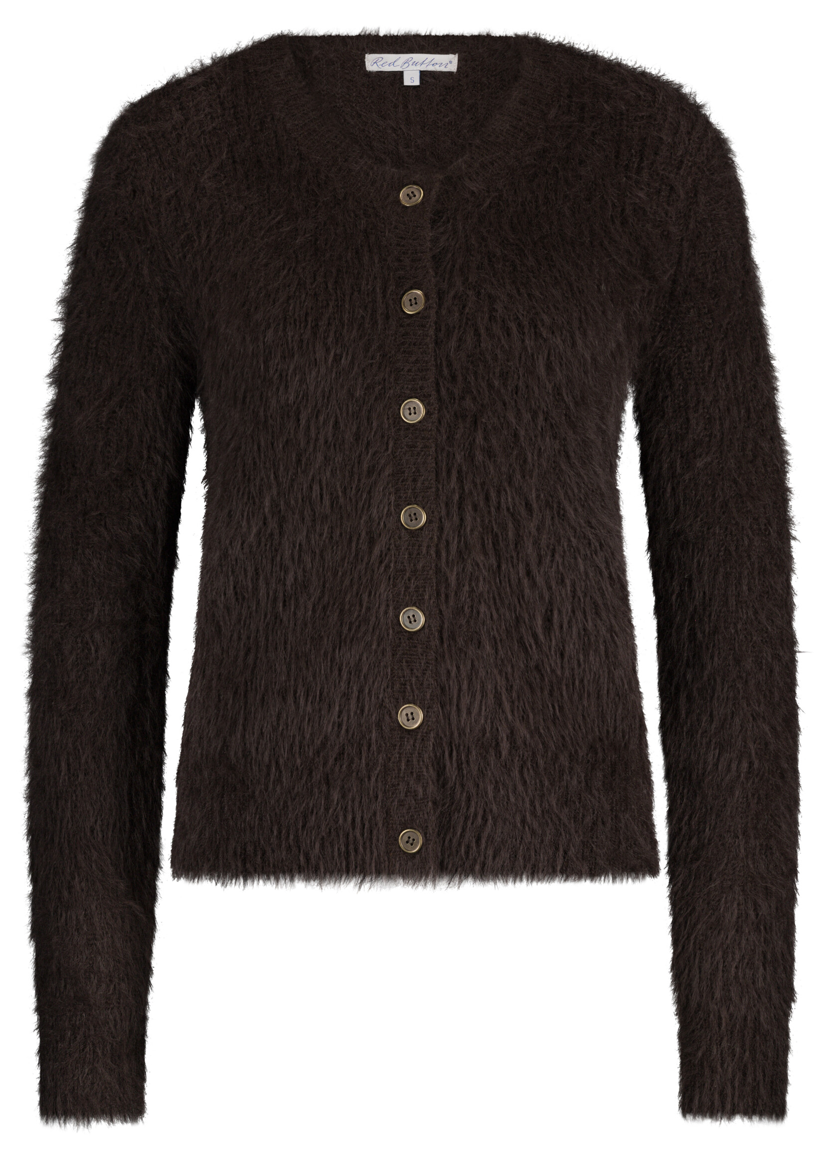 Red Button Vest Fuzzy - Espresso