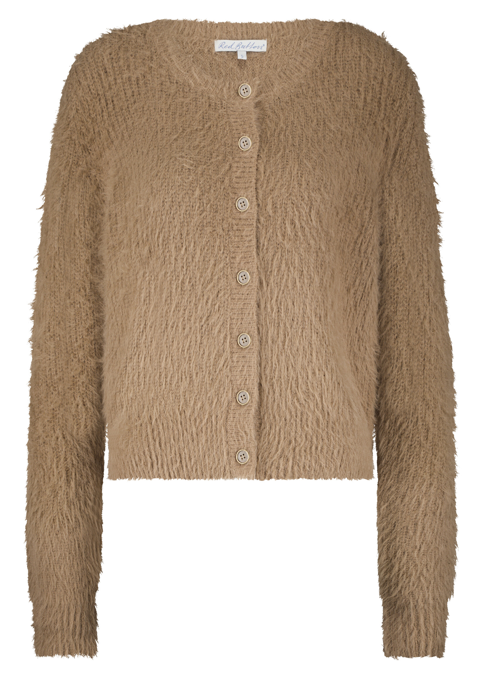 Red Button Vest Fuzzy - Almond