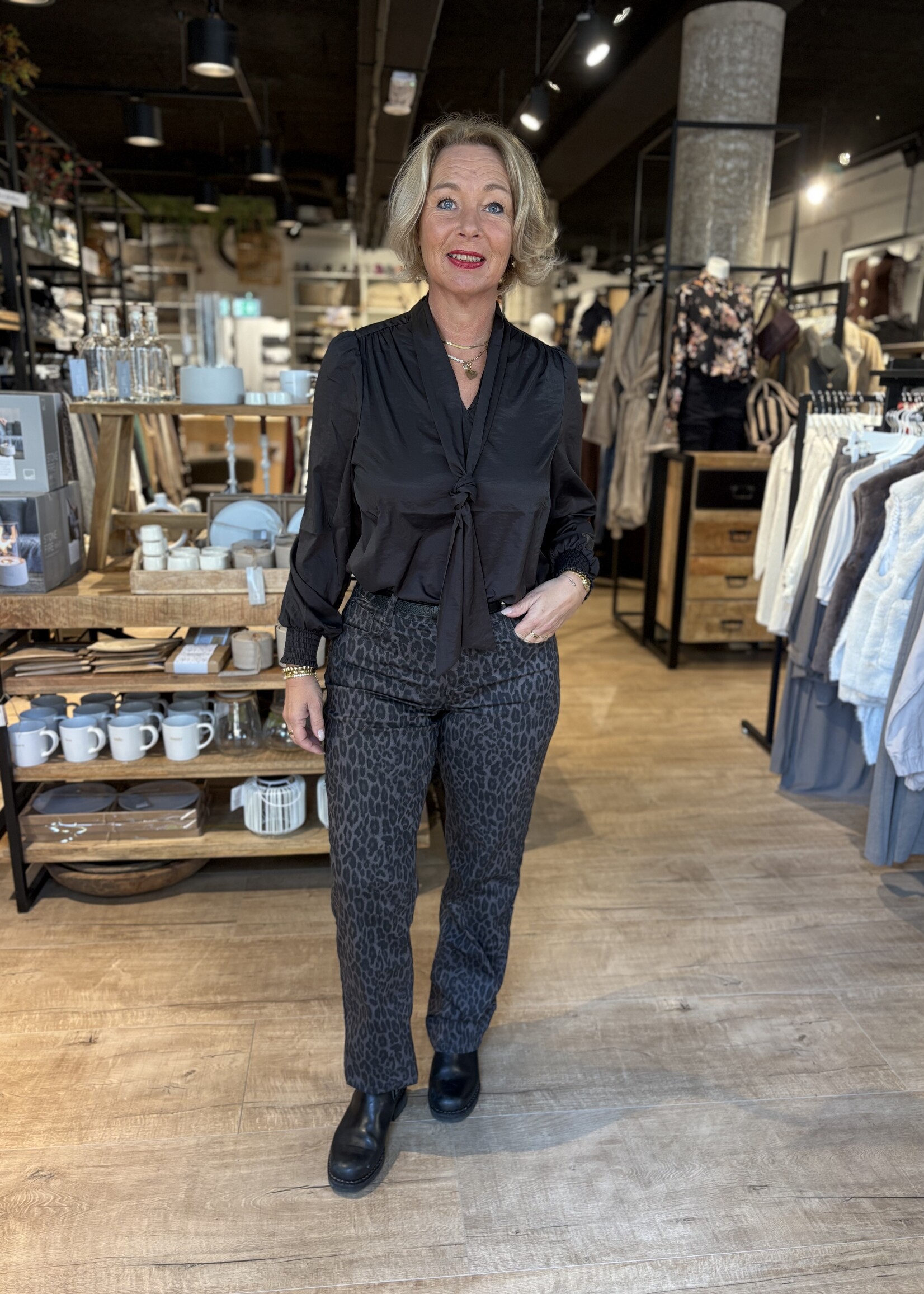 Red Button Broek Kim Leopard - Lava