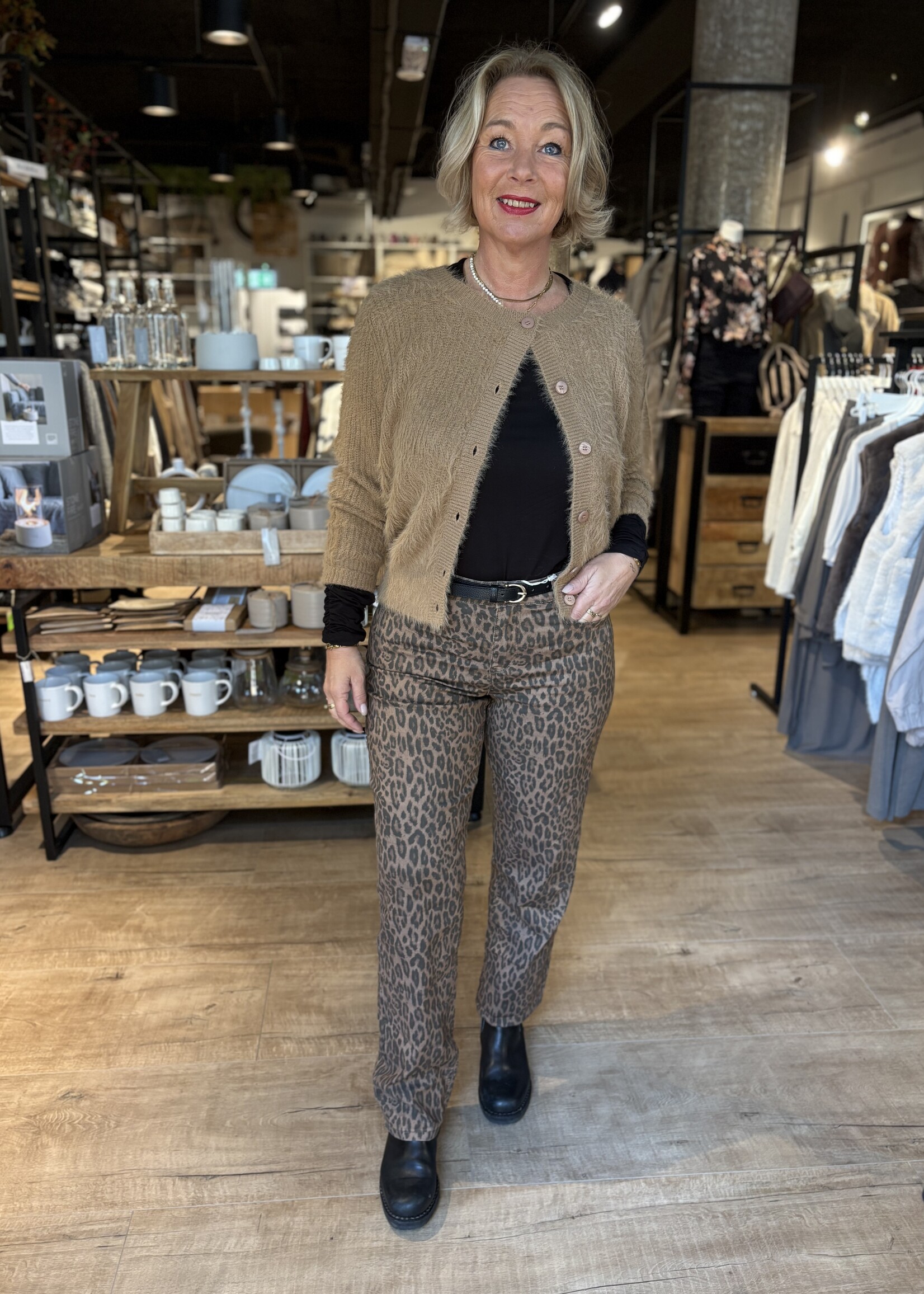 Red Button Broek Kim Leopard - Mid Brown