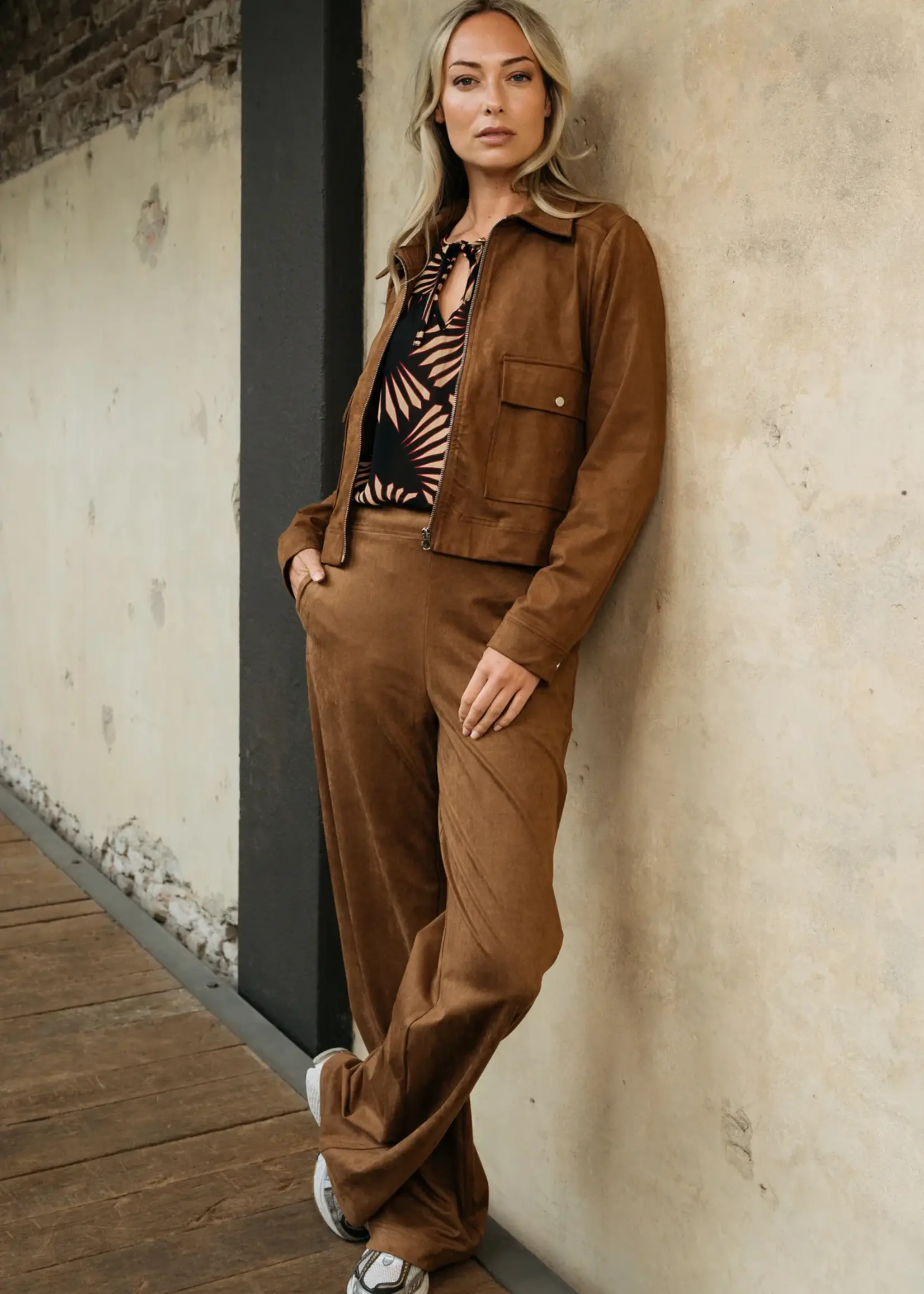 &Co Woman Broek Hazel Suedine - Caramel