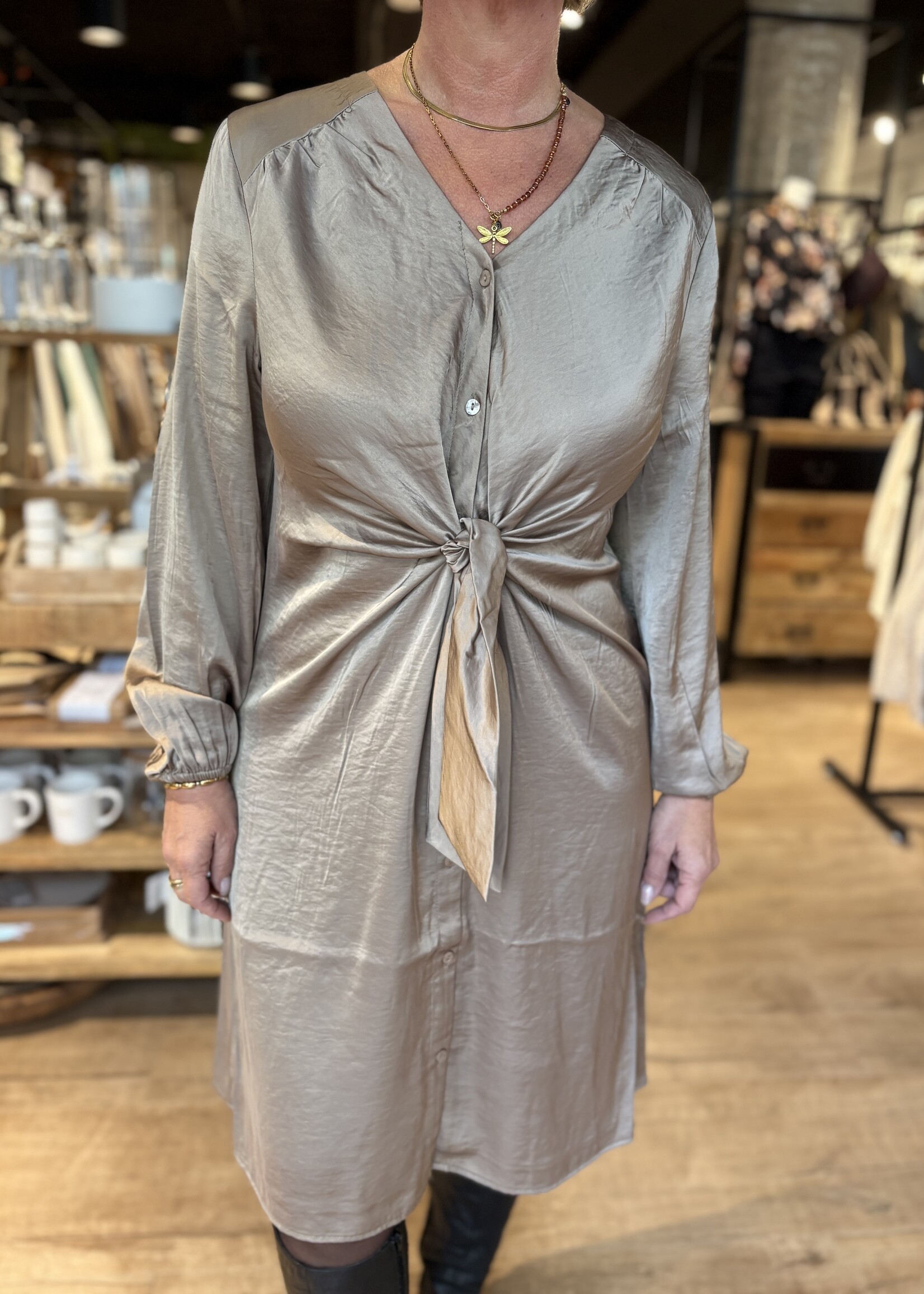 Freequent Dress Dove Sateen - Desert Taupe