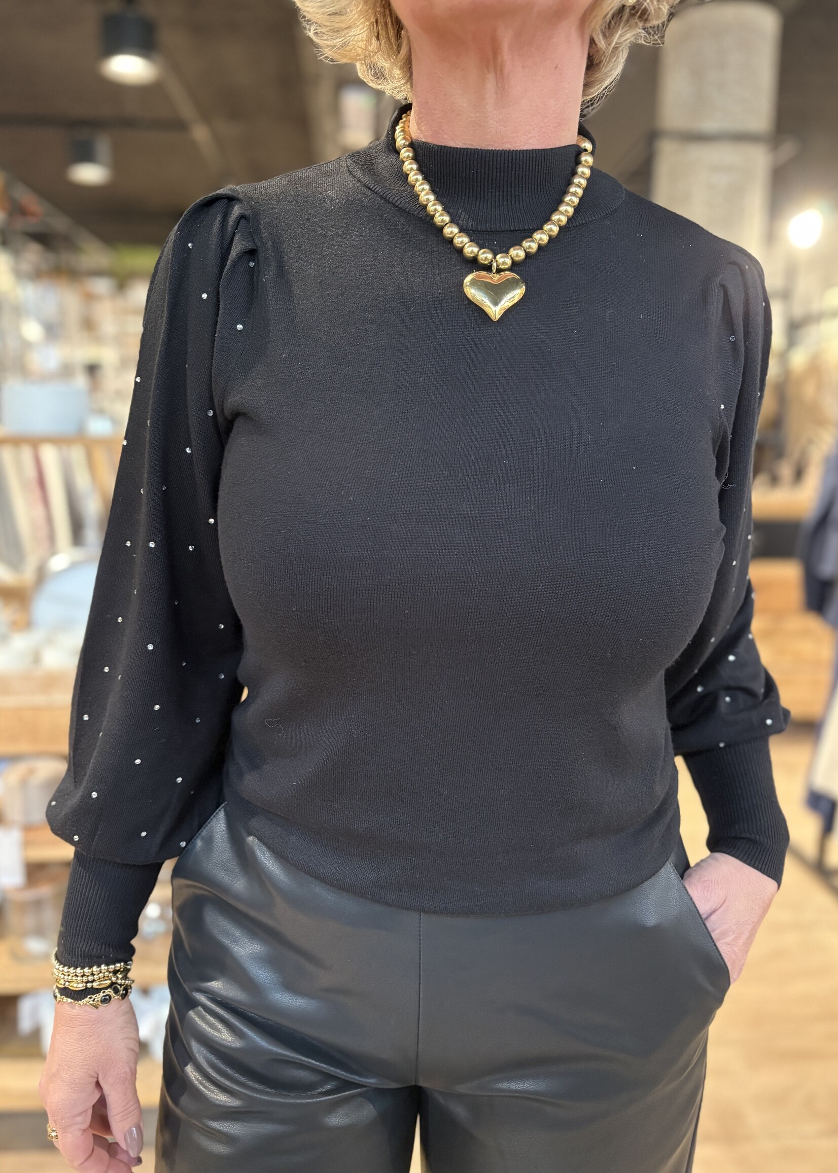 Freequent Knitwear Turtle Dotka - Black