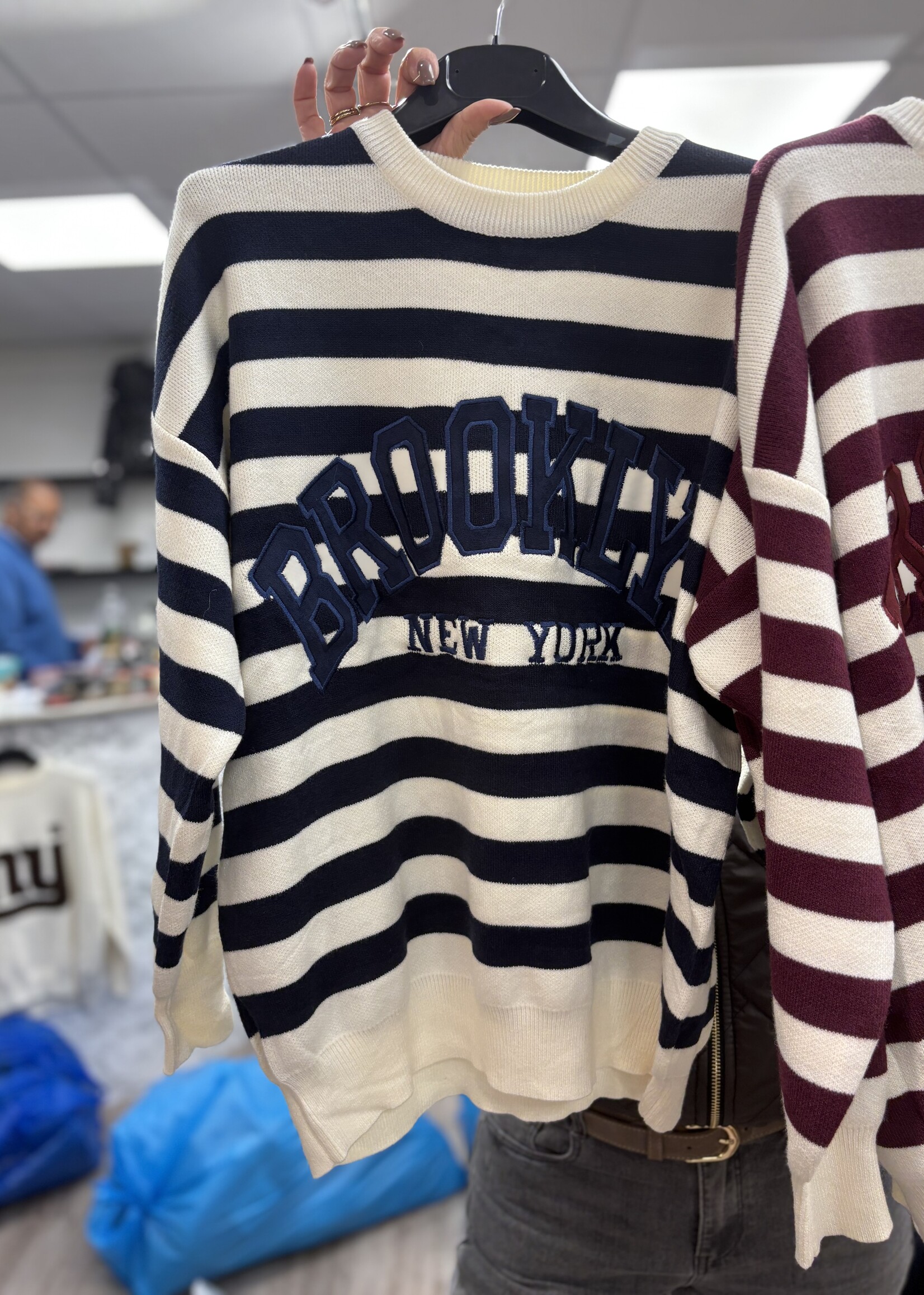 Bei ut Maril & Bei d'r Lars Trui Brooklyn Streep - Blauw (one size)