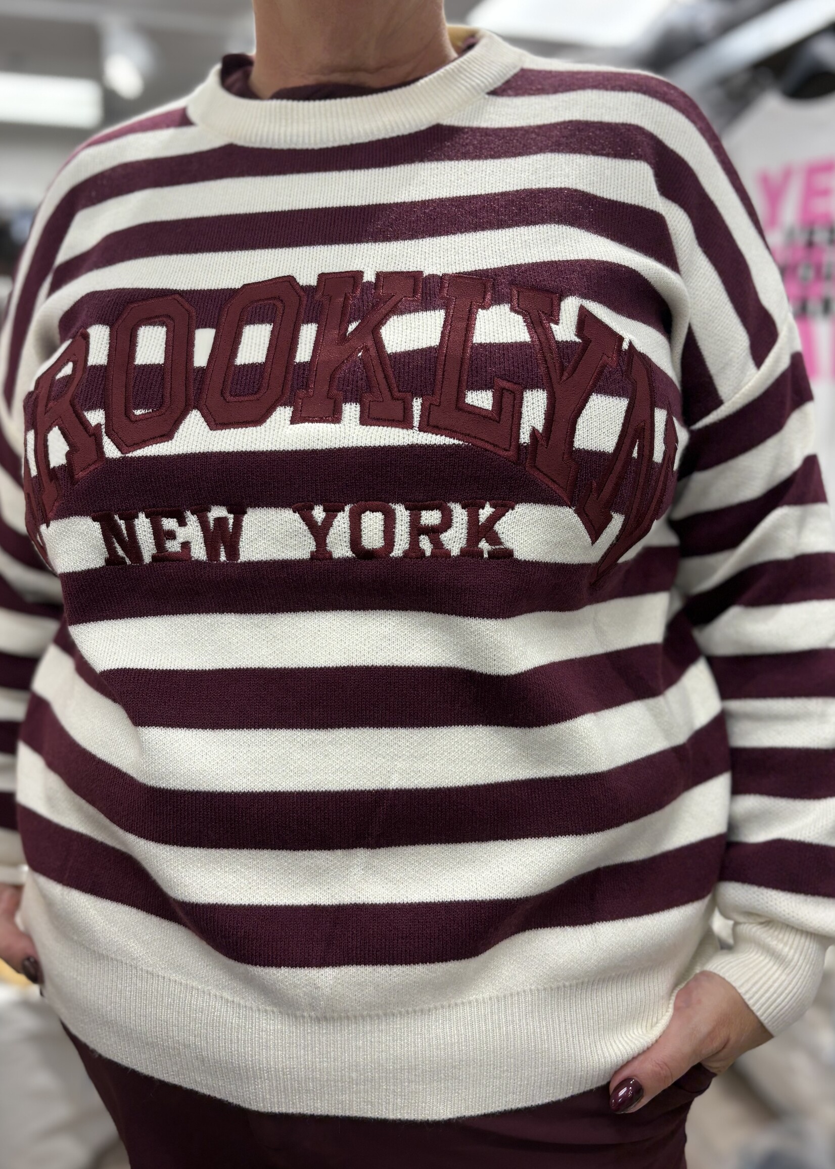 Bei ut Maril & Bei d'r Lars Trui Brooklyn Streep - Bordeaux (one size)
