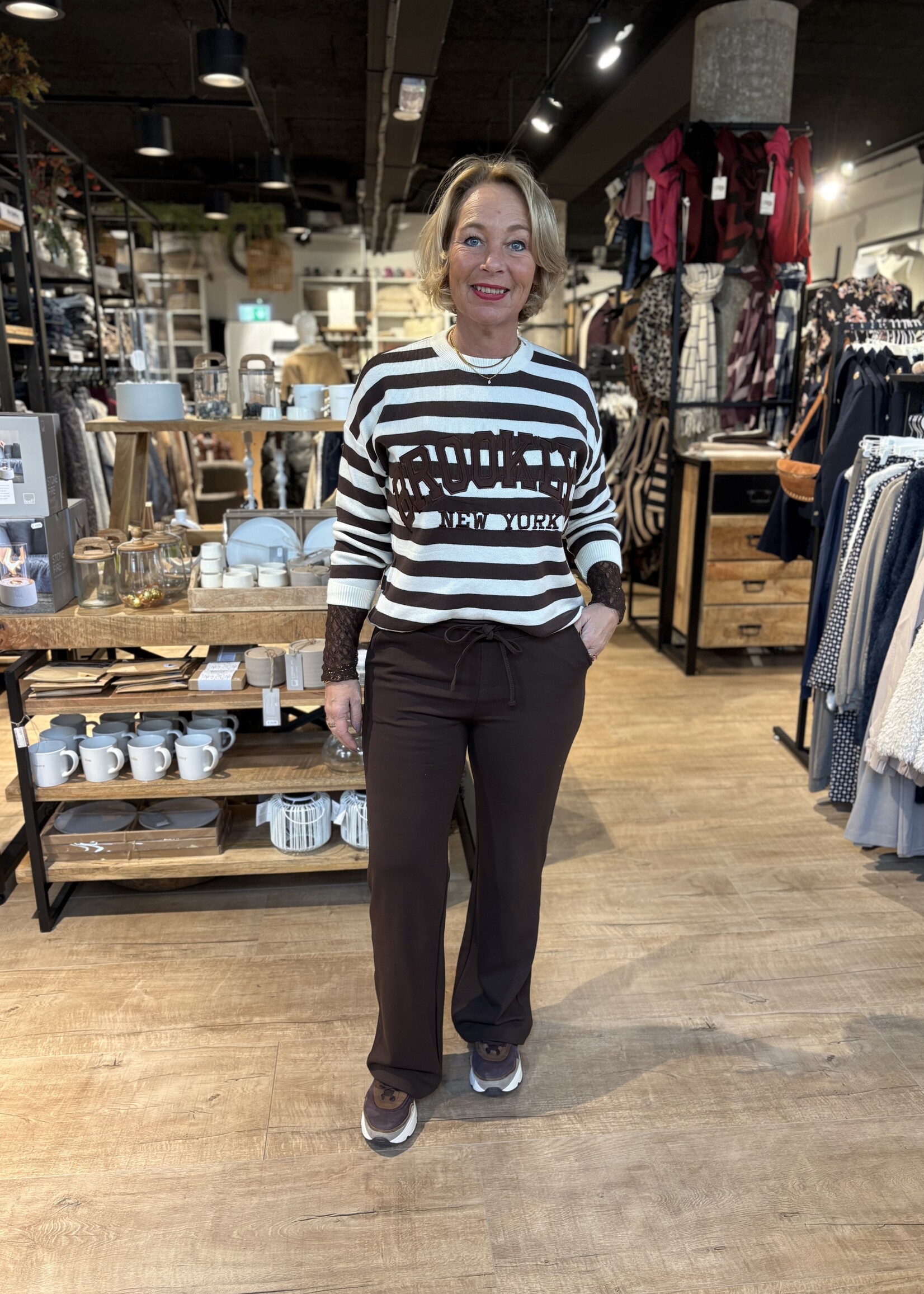 Broek Vera Jo Wijde Pijp - Bruin