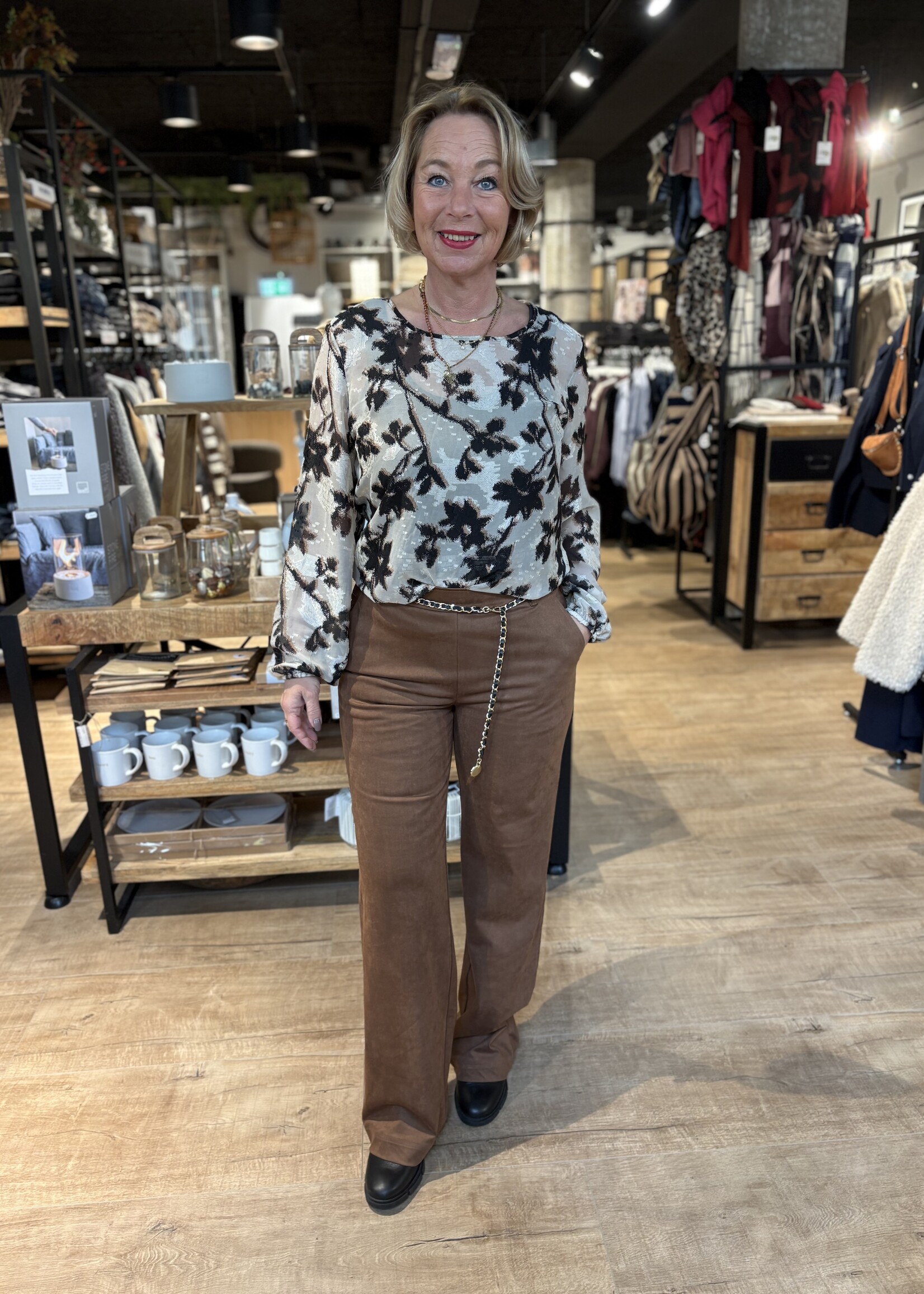 &Co Woman Broek Hazel Suedine - Caramel