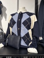 Vest Ronde Hals Ruit - Blauw