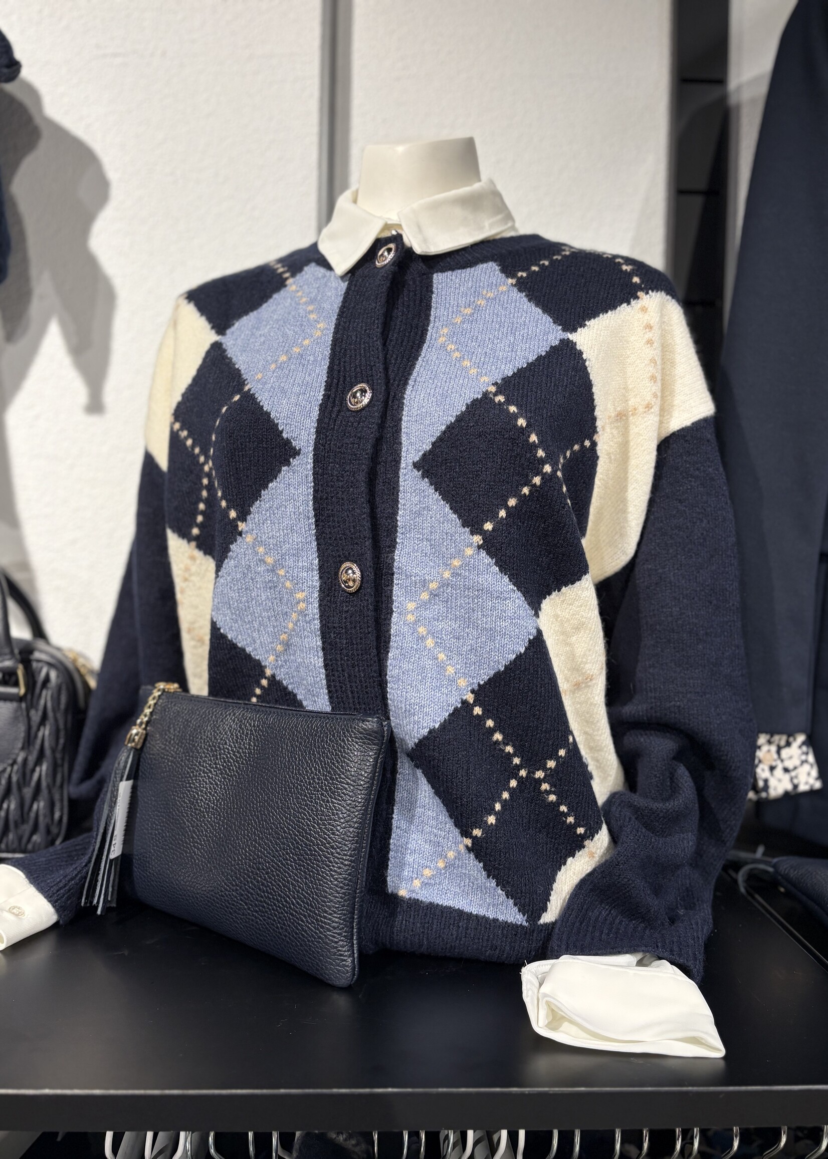 Vest Ronde Hals Ruit - Blauw