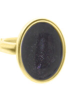 QOSS Ring Diede Ovaal Goud - Zwart