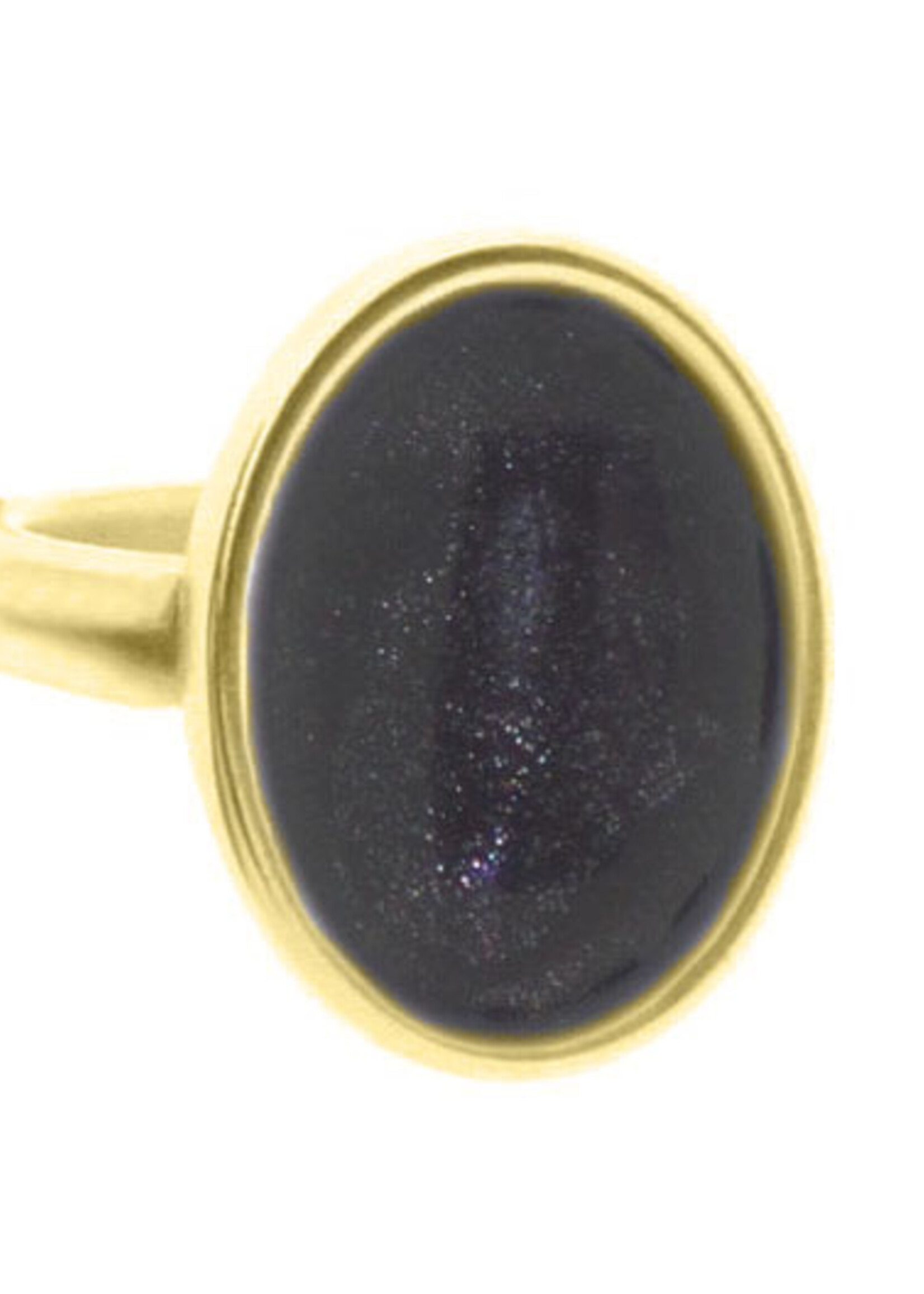 QOSS Ring Diede Ovaal Goud - Zwart