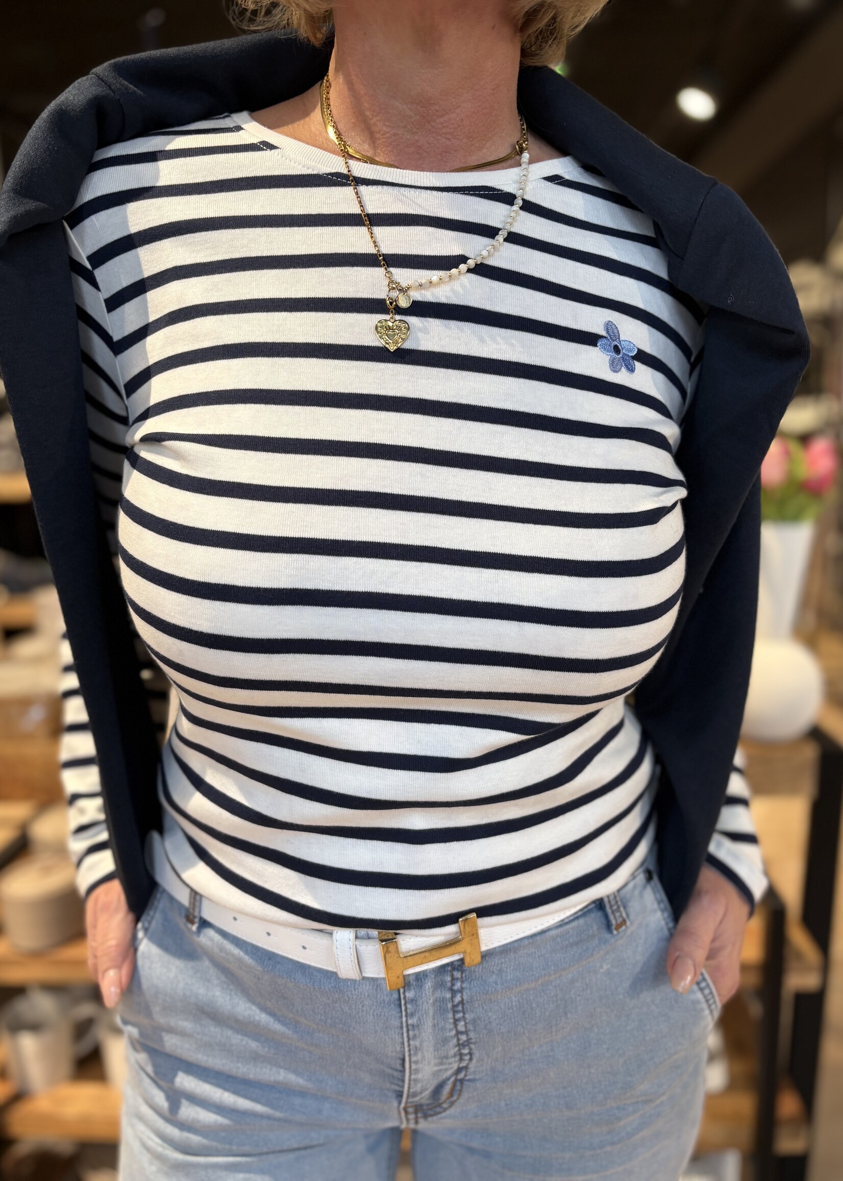 Freequent T-shirt Famila - Offwhite Navy