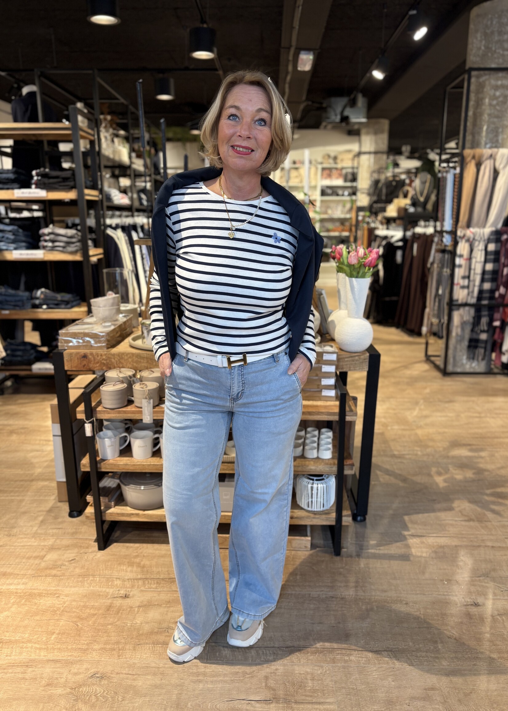 Freequent T-shirt Famila - Offwhite Navy