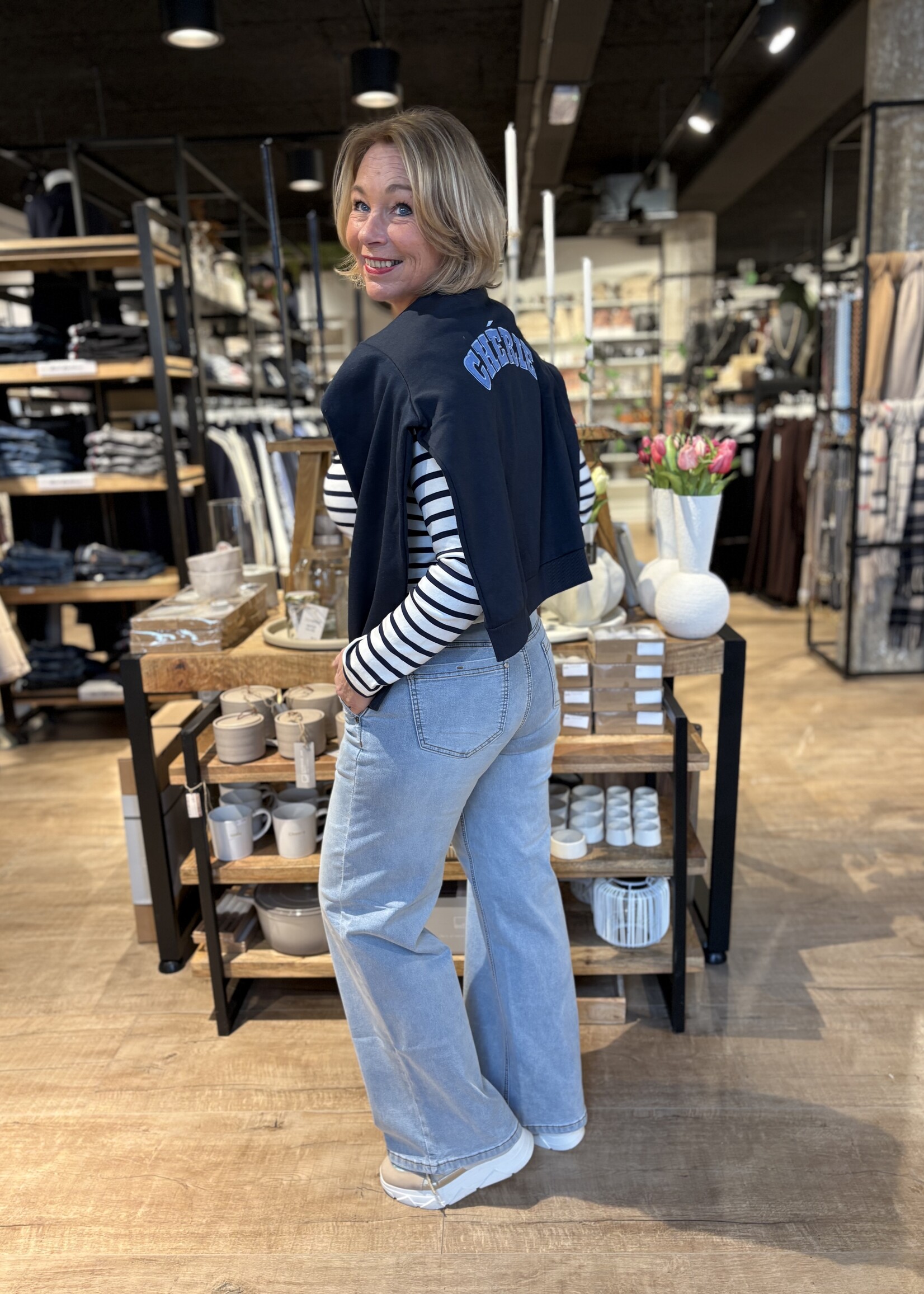 Freequent T-shirt Famila - Offwhite Navy