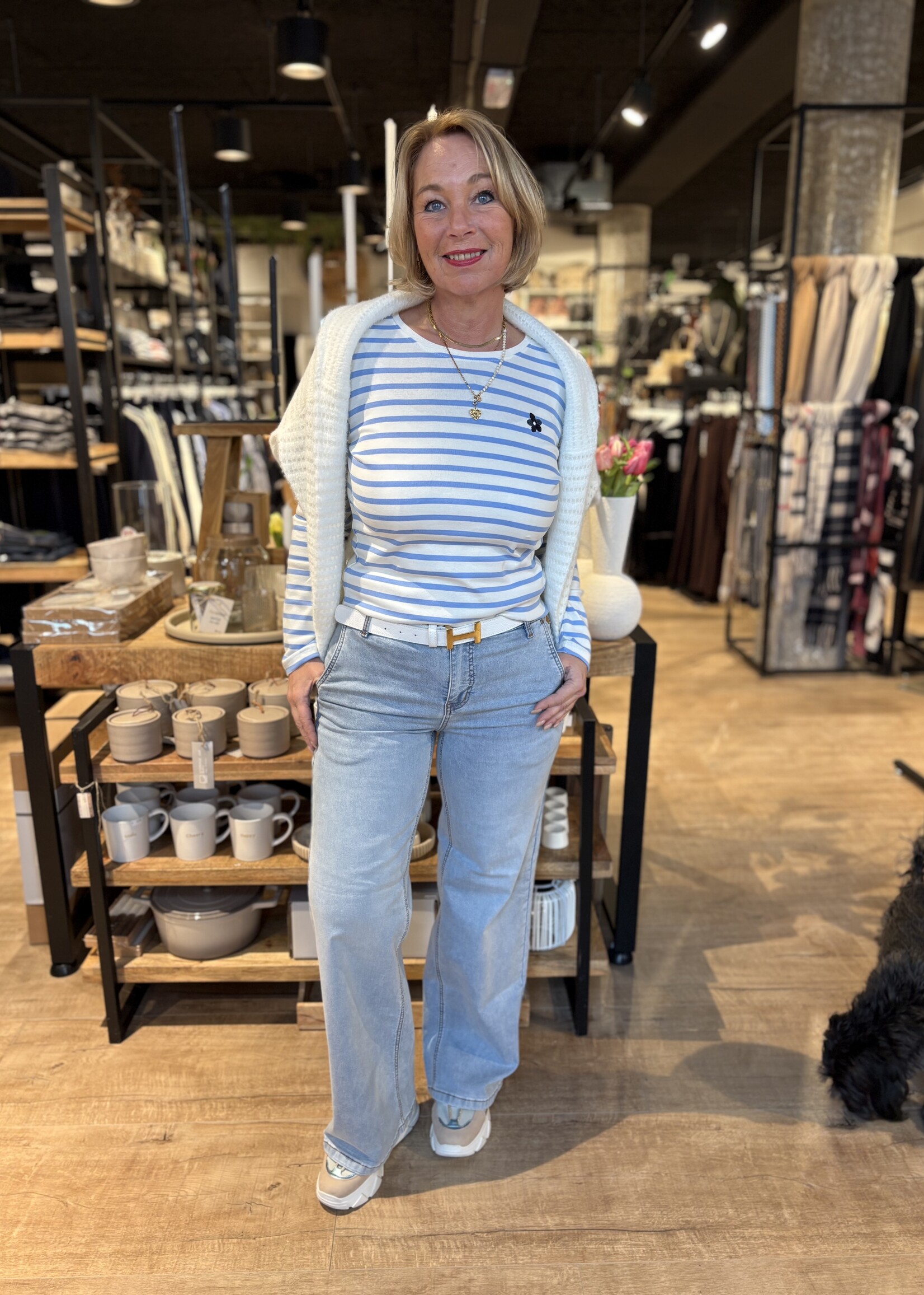 Freequent T-shirt Famila - Offwhite Vista Blue