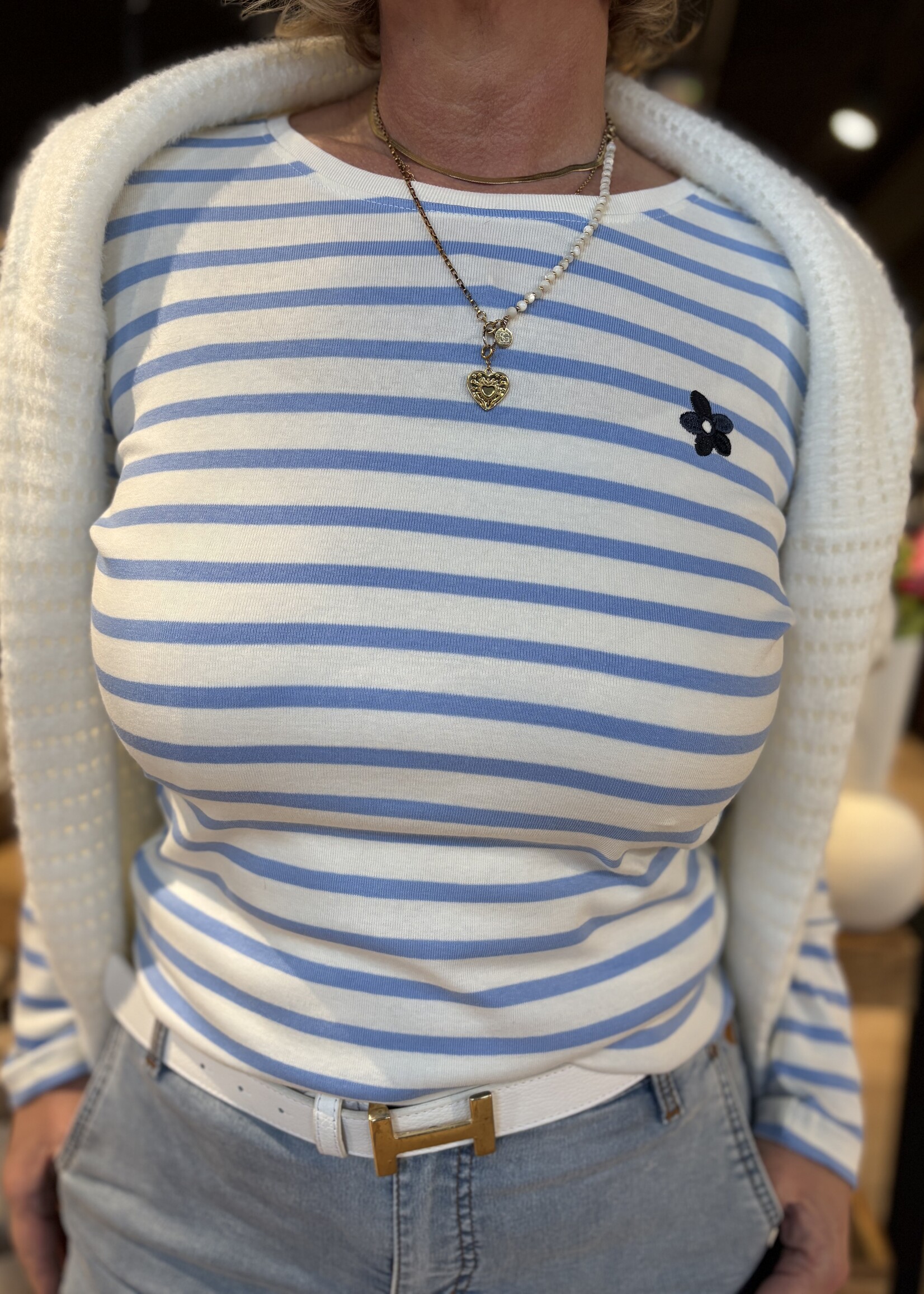 Freequent T-shirt Famila - Offwhite Vista Blue