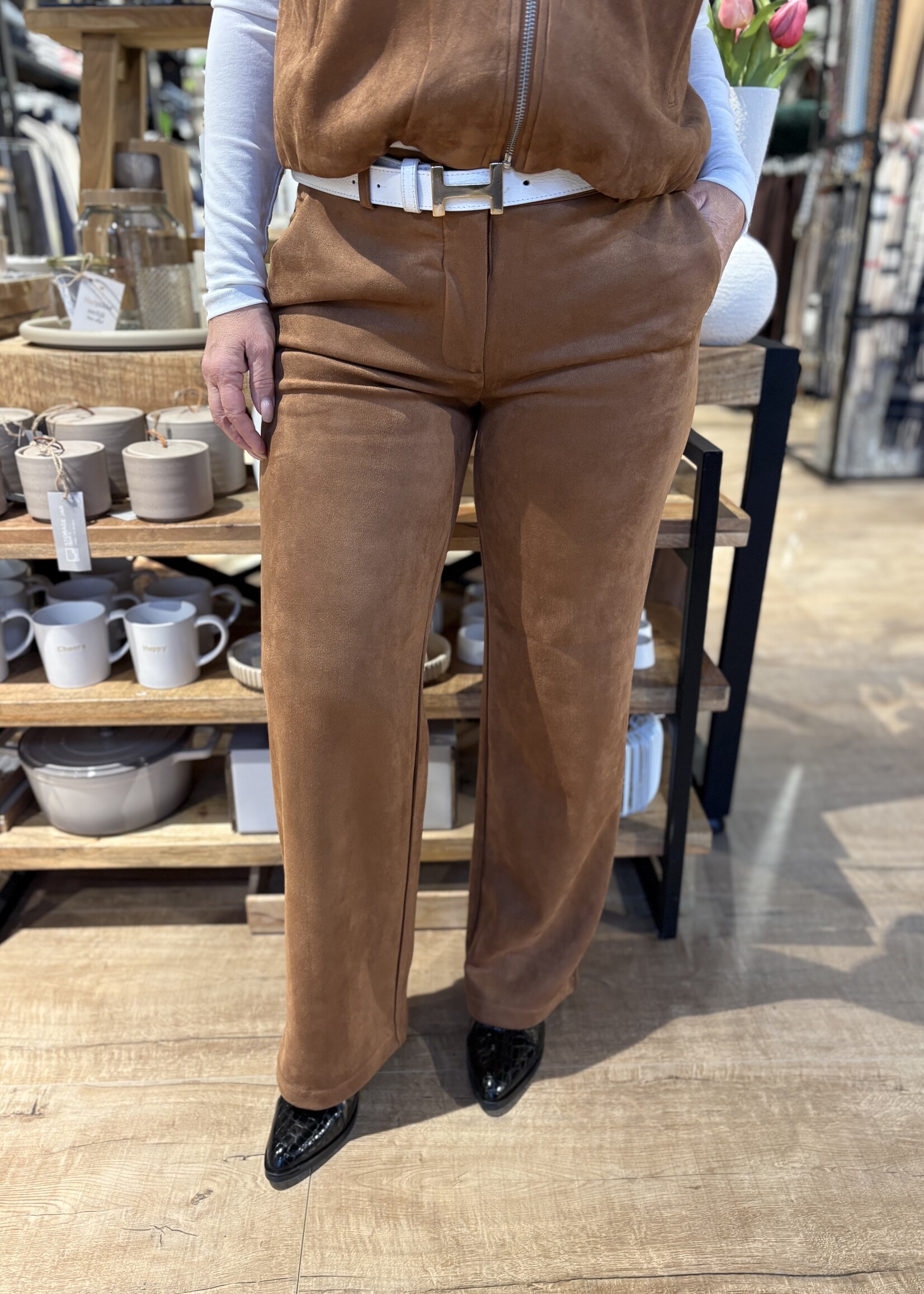 Freequent Pant Duva Fake Suede - Trush