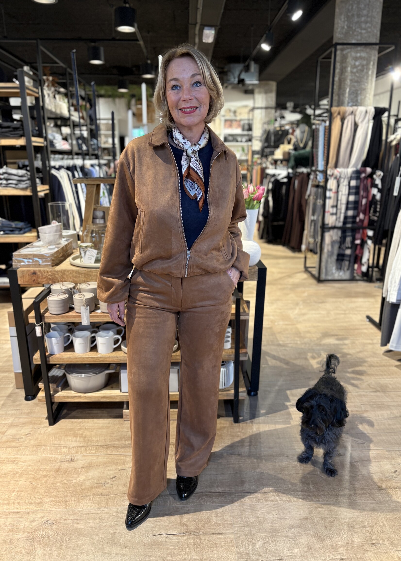 Freequent Pant Duva Fake Suede - Trush