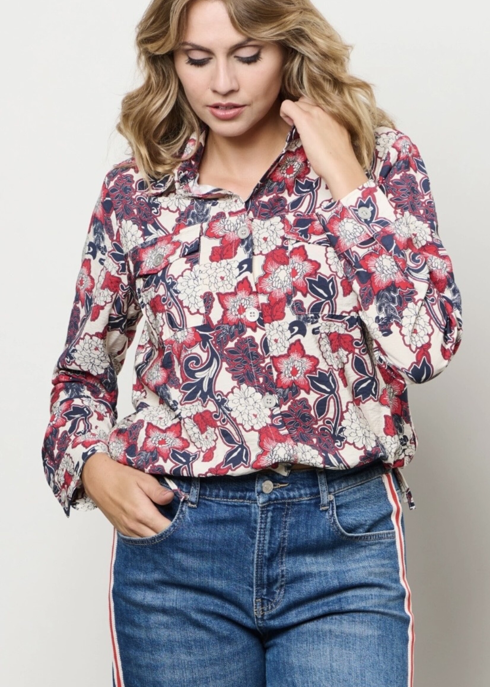 &Co Woman Jacket Blouse Margje Flower - Red Multi
