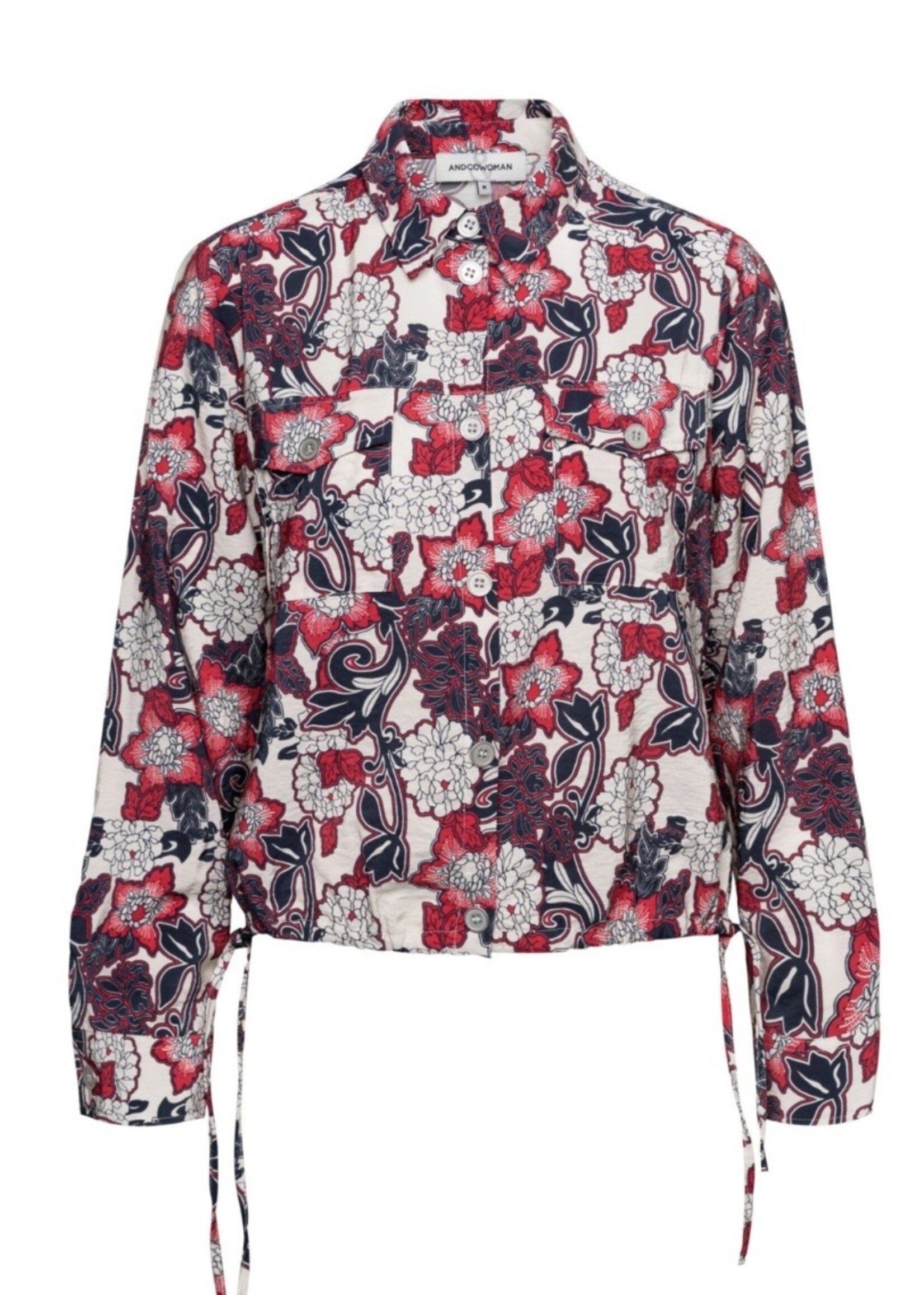 &Co Woman Jacket Blouse Margje Flower - Red Multi