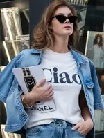 Elvira T-shirt Ciao - Offwhite Navy