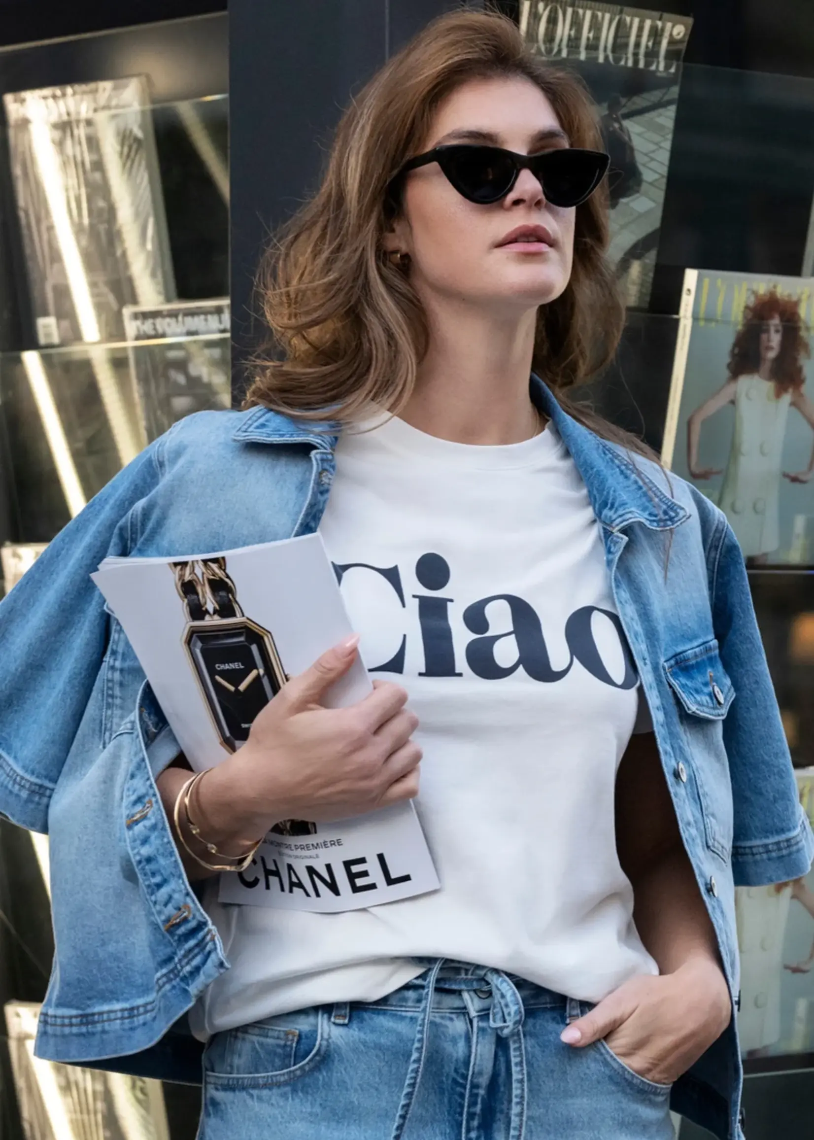 Elvira T-shirt Cleo - Offwhite Navy