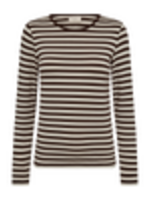 Freequent T-Shirt Liana Stipe - Coffee Offwhite