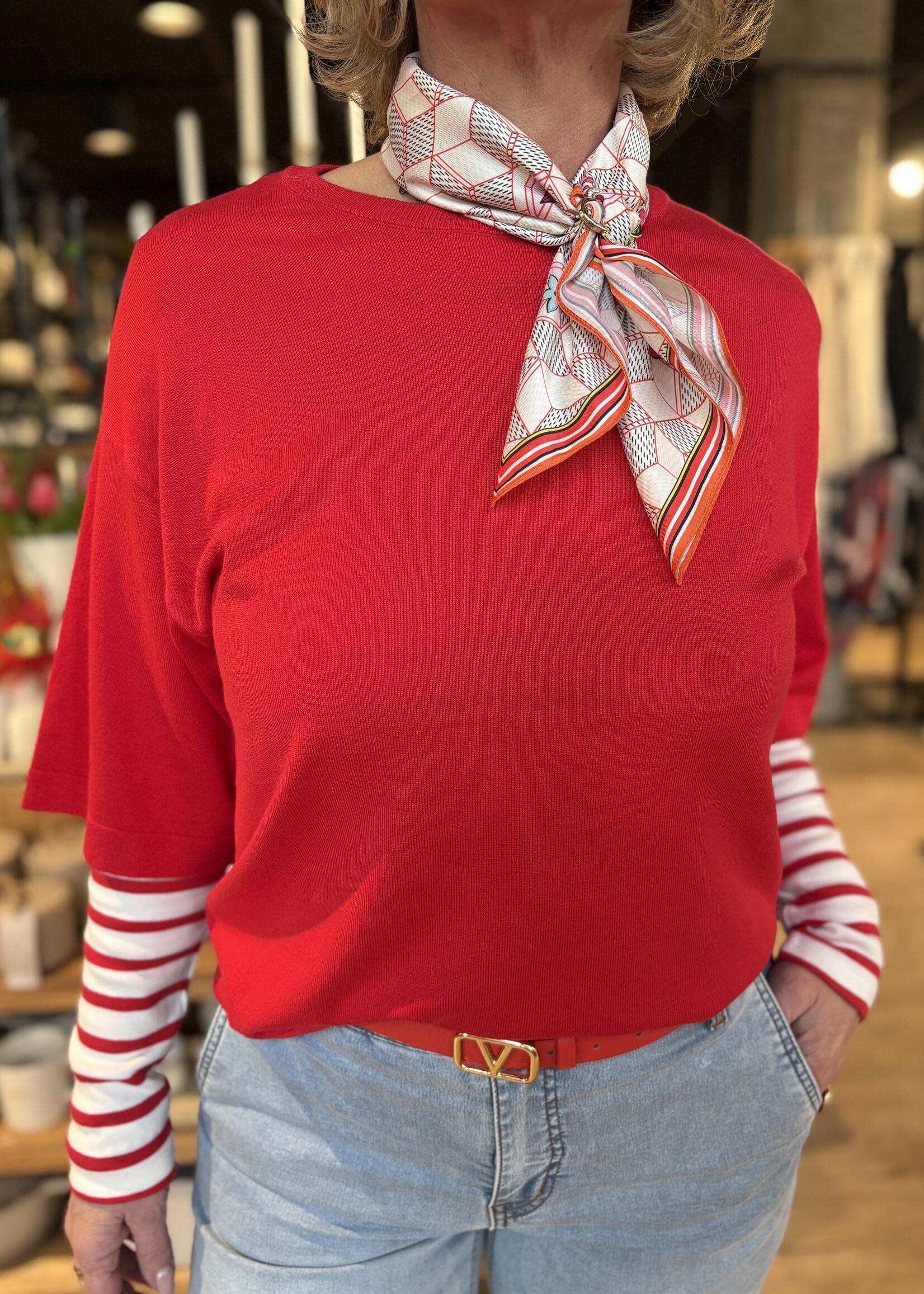 Freequent Trui Conny Plain Knit - True Red