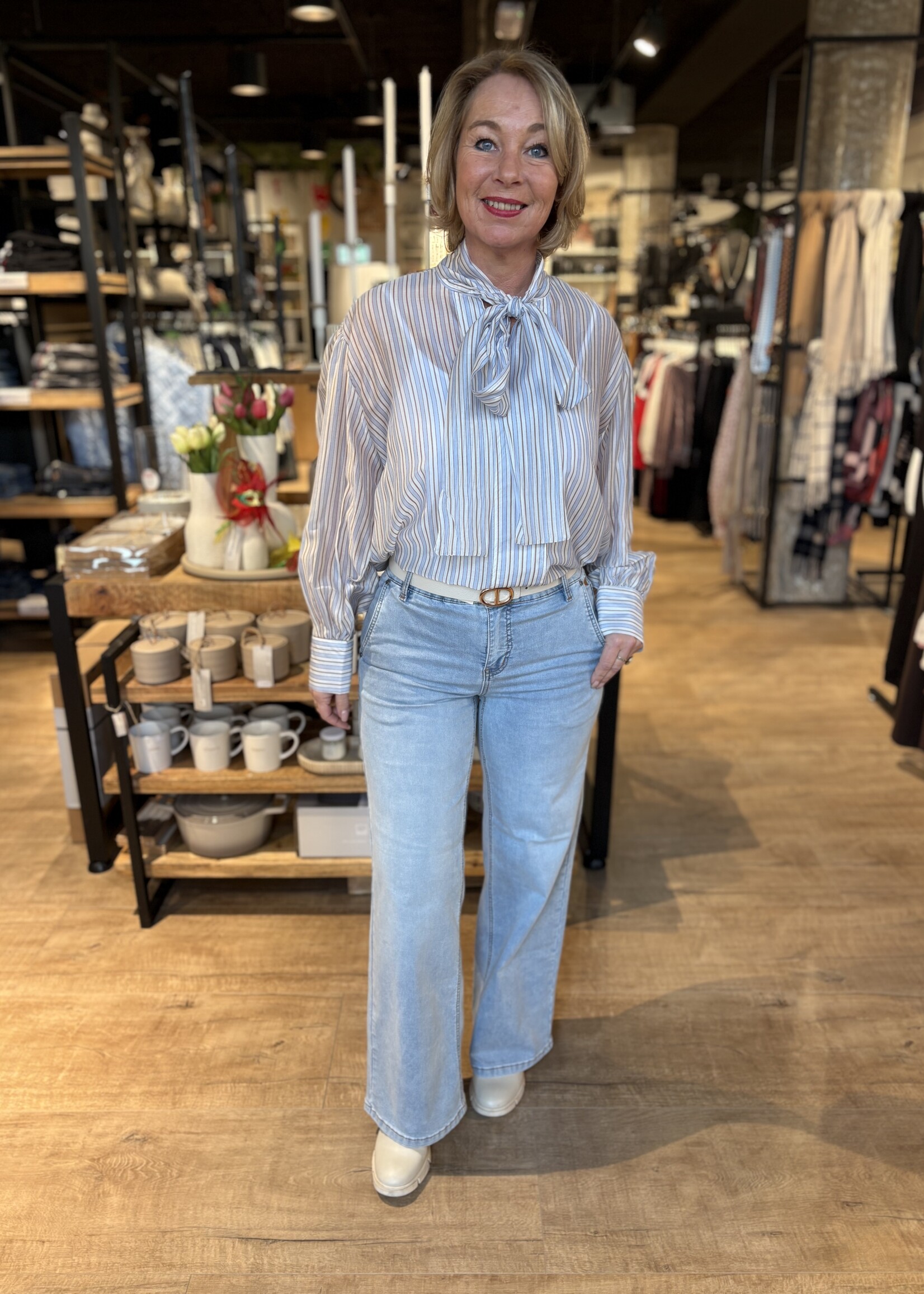 Bei ut Maril & Bei d'r Lars Blouse Forza Strik Streep - Lichtblauw