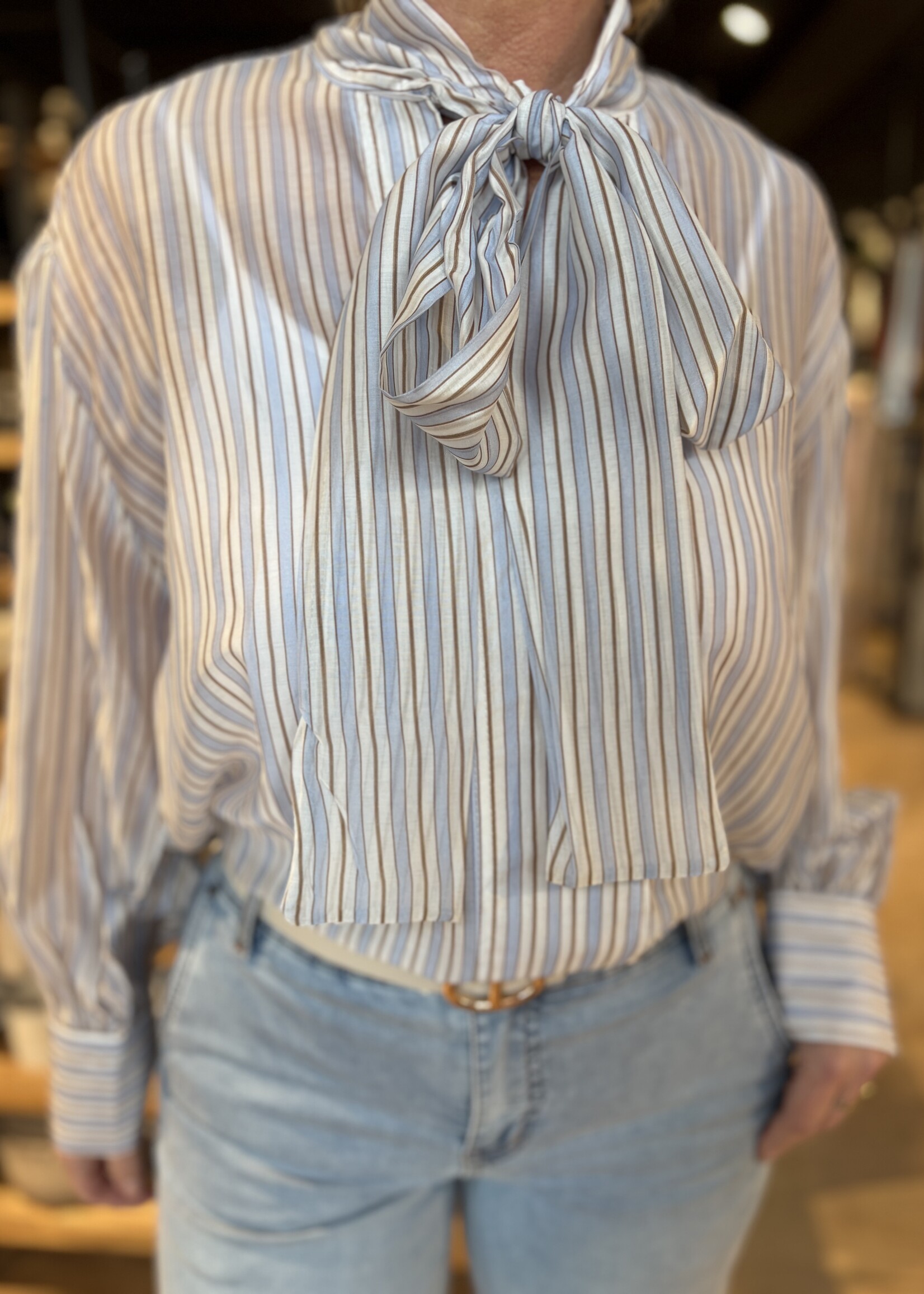 Bei ut Maril & Bei d'r Lars Blouse Forza Strik Streep - Lichtblauw