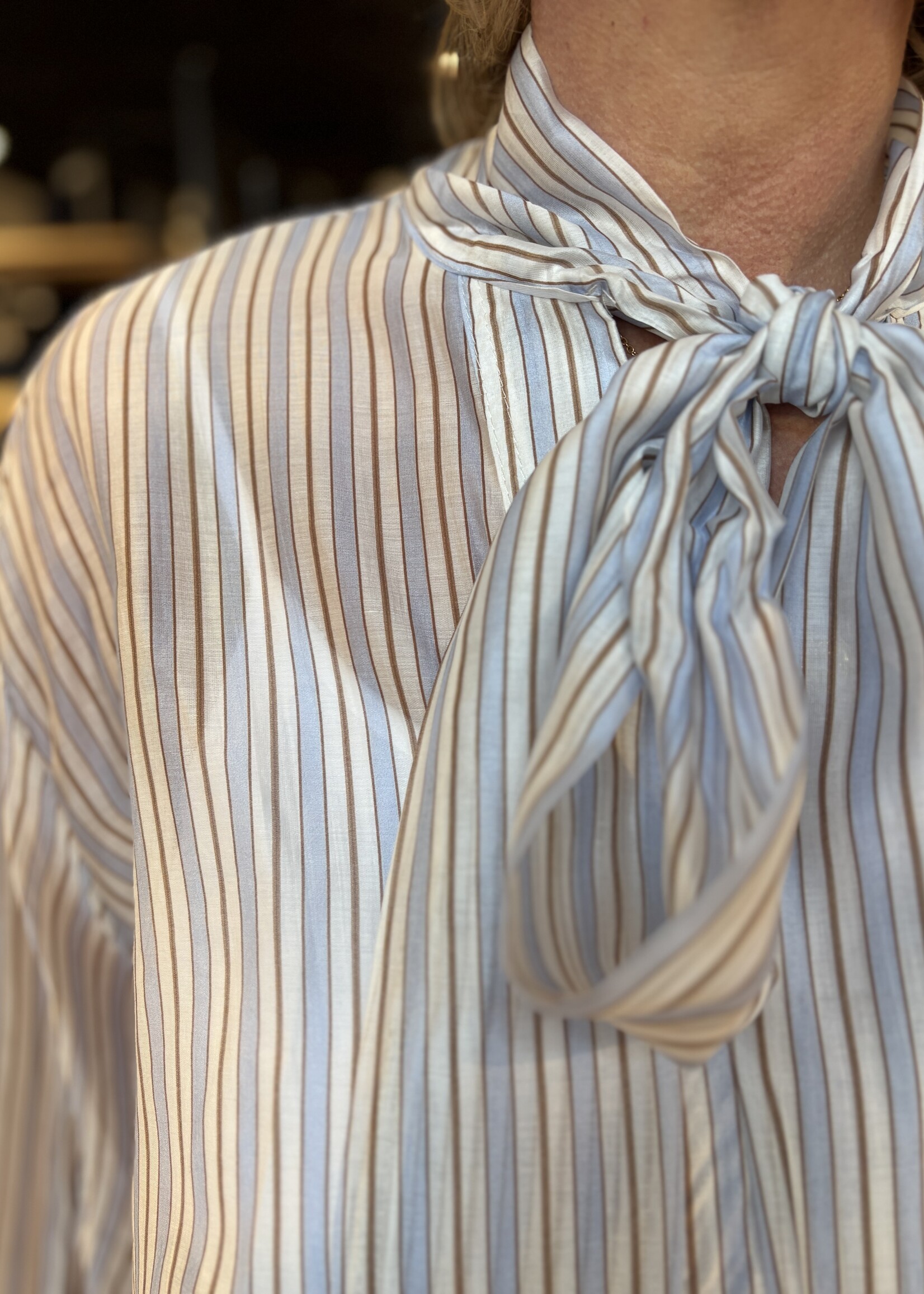 Bei ut Maril & Bei d'r Lars Blouse Forza Strik Streep - Lichtblauw