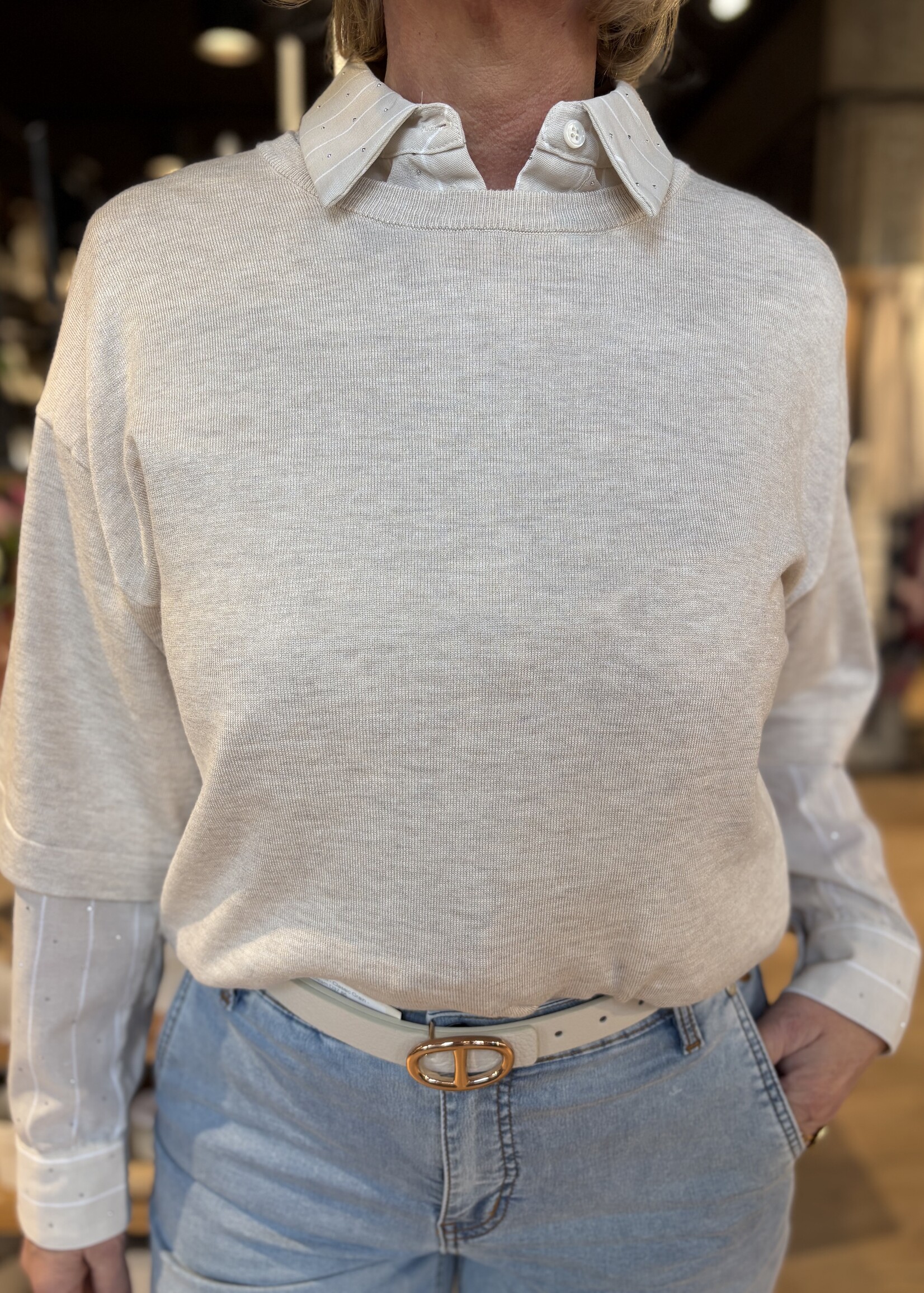 Freequent Trui Conny Plain Knit - Moonbeam Melange