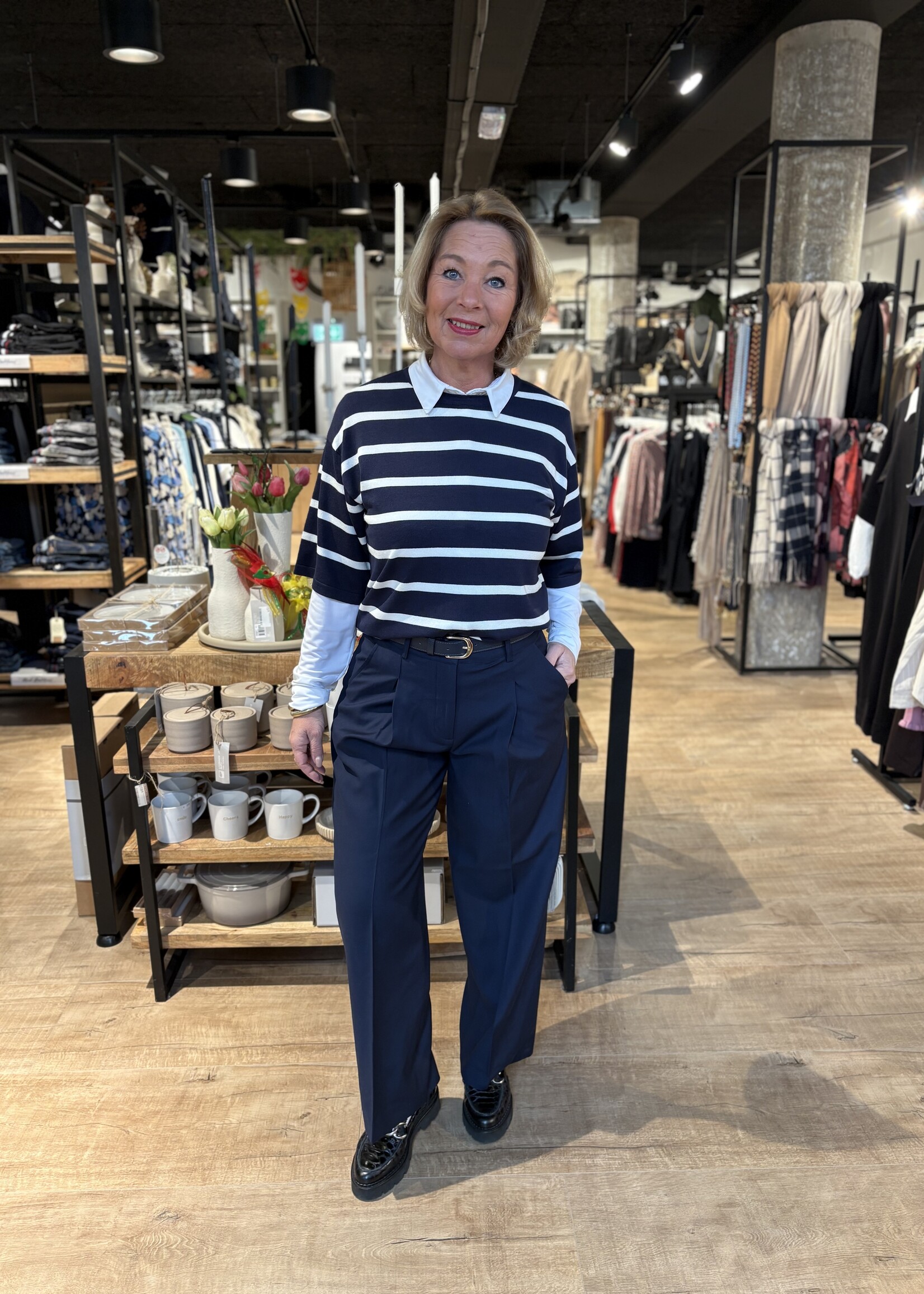 Freequent Broek Yasmin Cropped - Navy