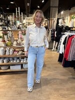 Blouse Emma Stropdas - Streep Beige