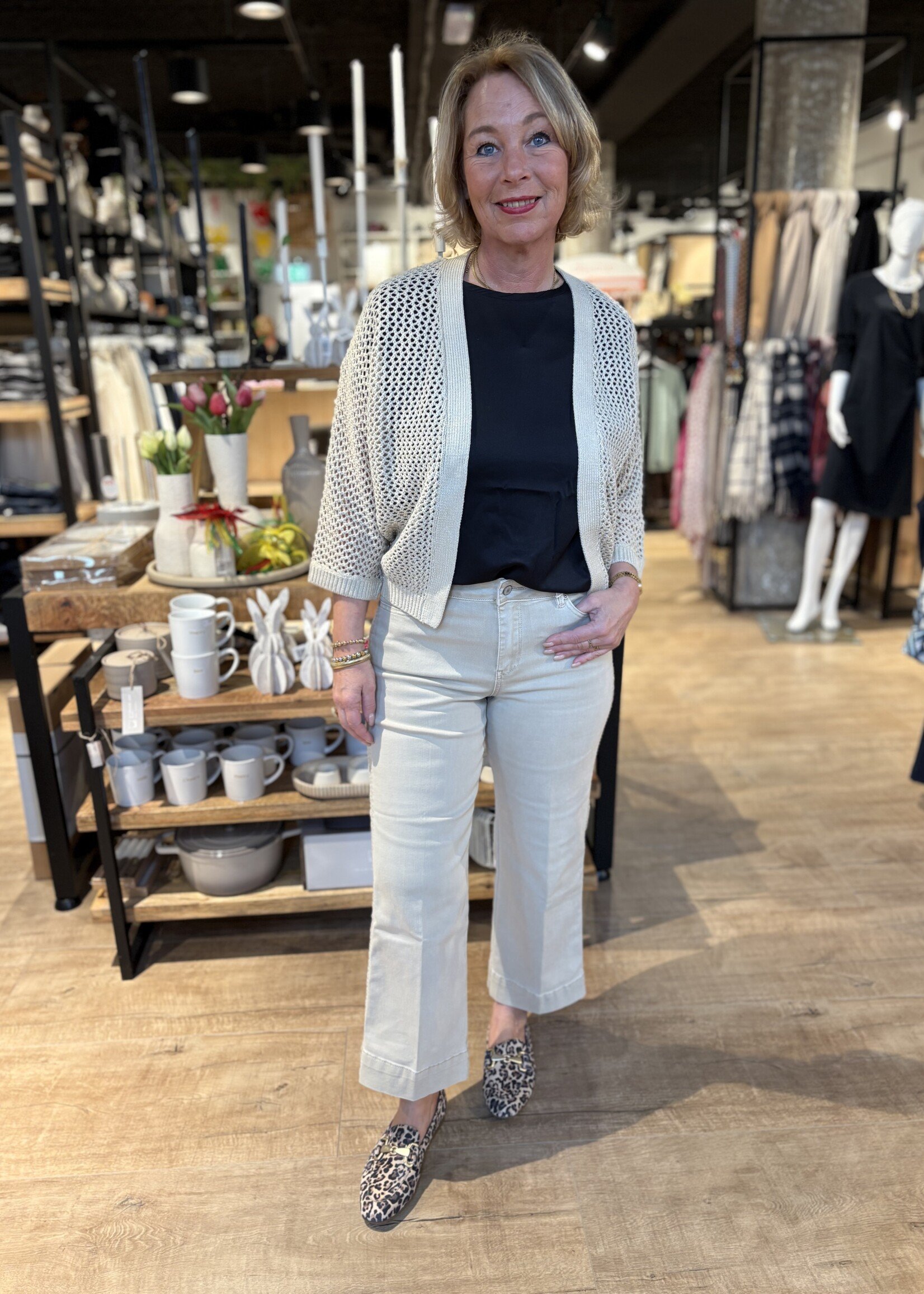 Red Button Vest Pointelle - Pebble