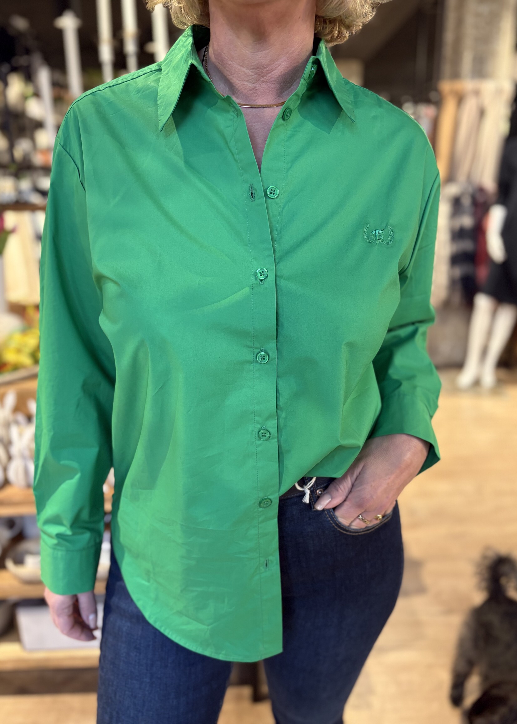 Freequent Blouse Jolle Embroidery - Bright Green