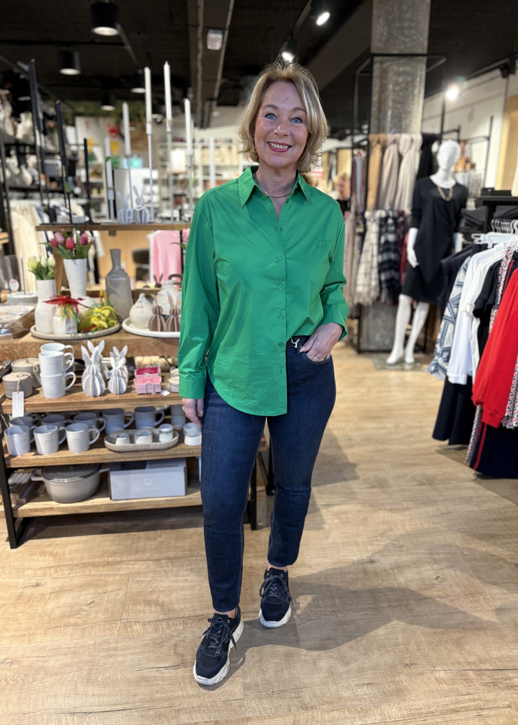 Freequent Blouse Jolle Embroidery - Bright Green