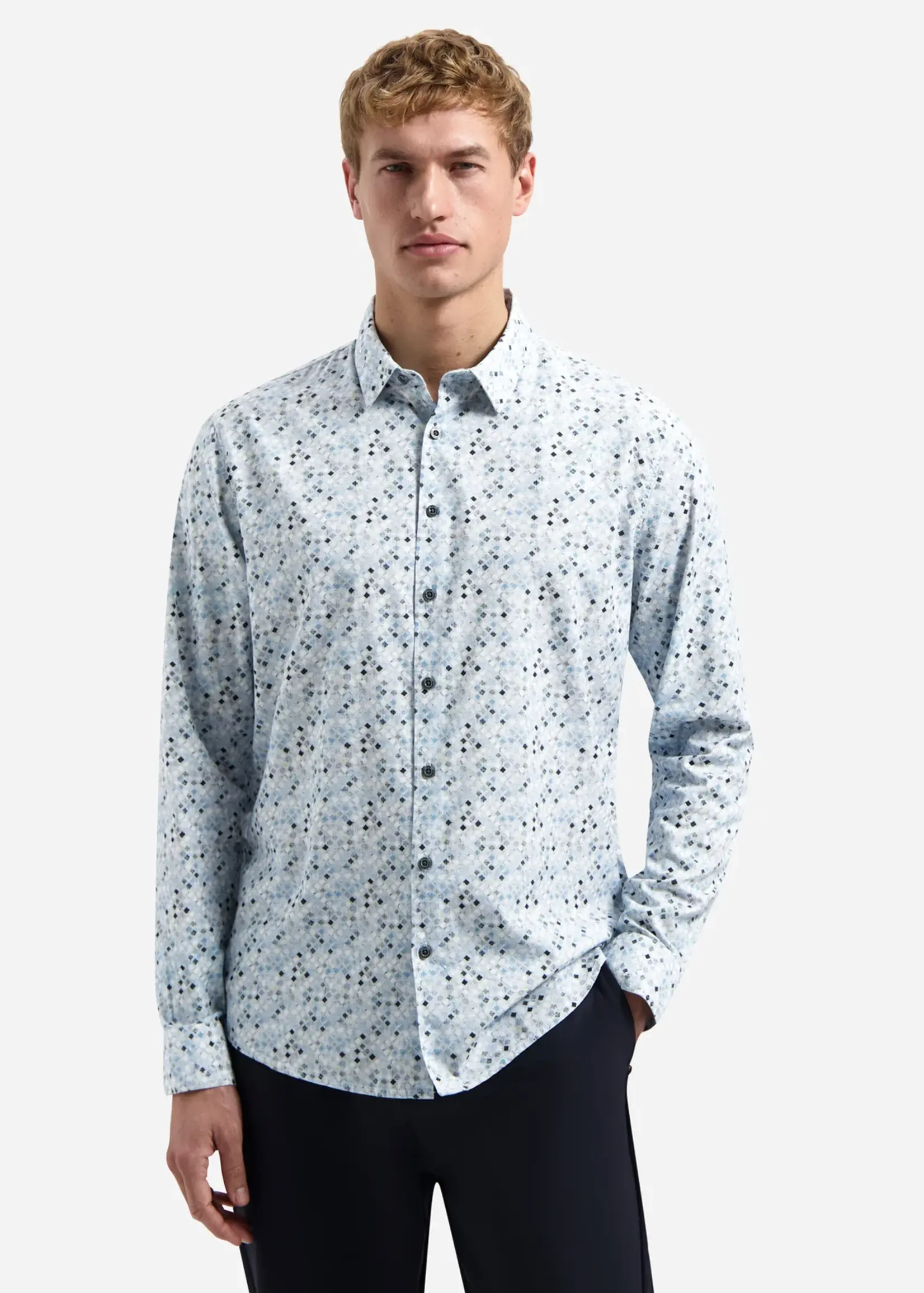 No Excess Overhemd Allover Printed - Blue