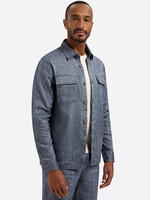 No Excess Overshirt Full Button 2 Tone Linen - Night