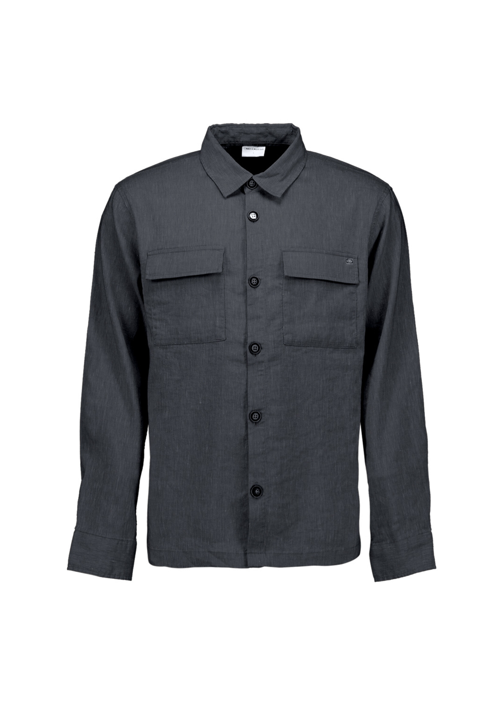 No Excess Overshirt Full Button 2 Tone Linen - Night