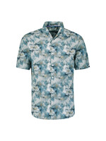 No Excess Overhemd Korte Mouw Stretch Allover Print  - Blue