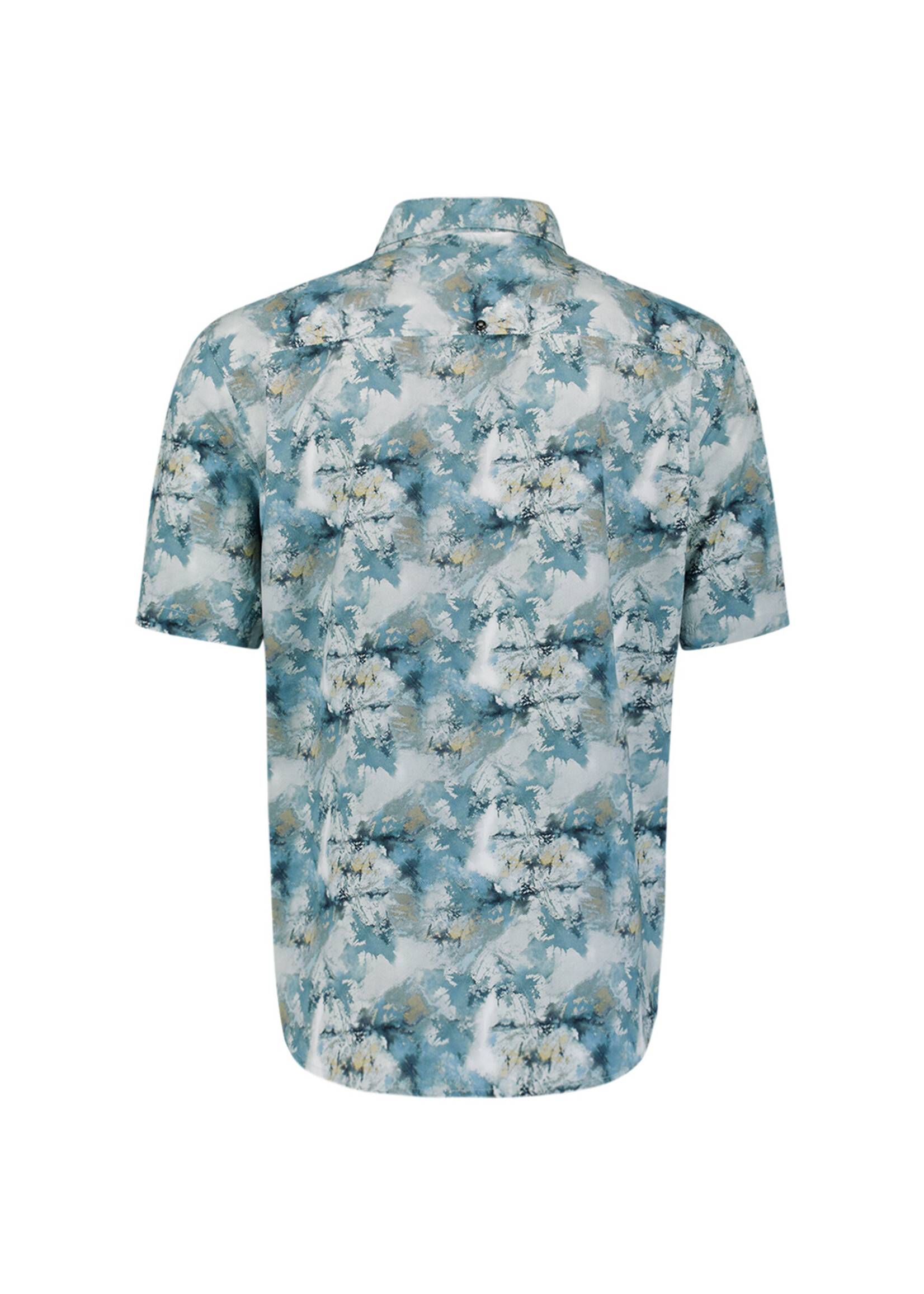 No Excess Overhemd Korte Mouw Stretch Allover Print  - Blue