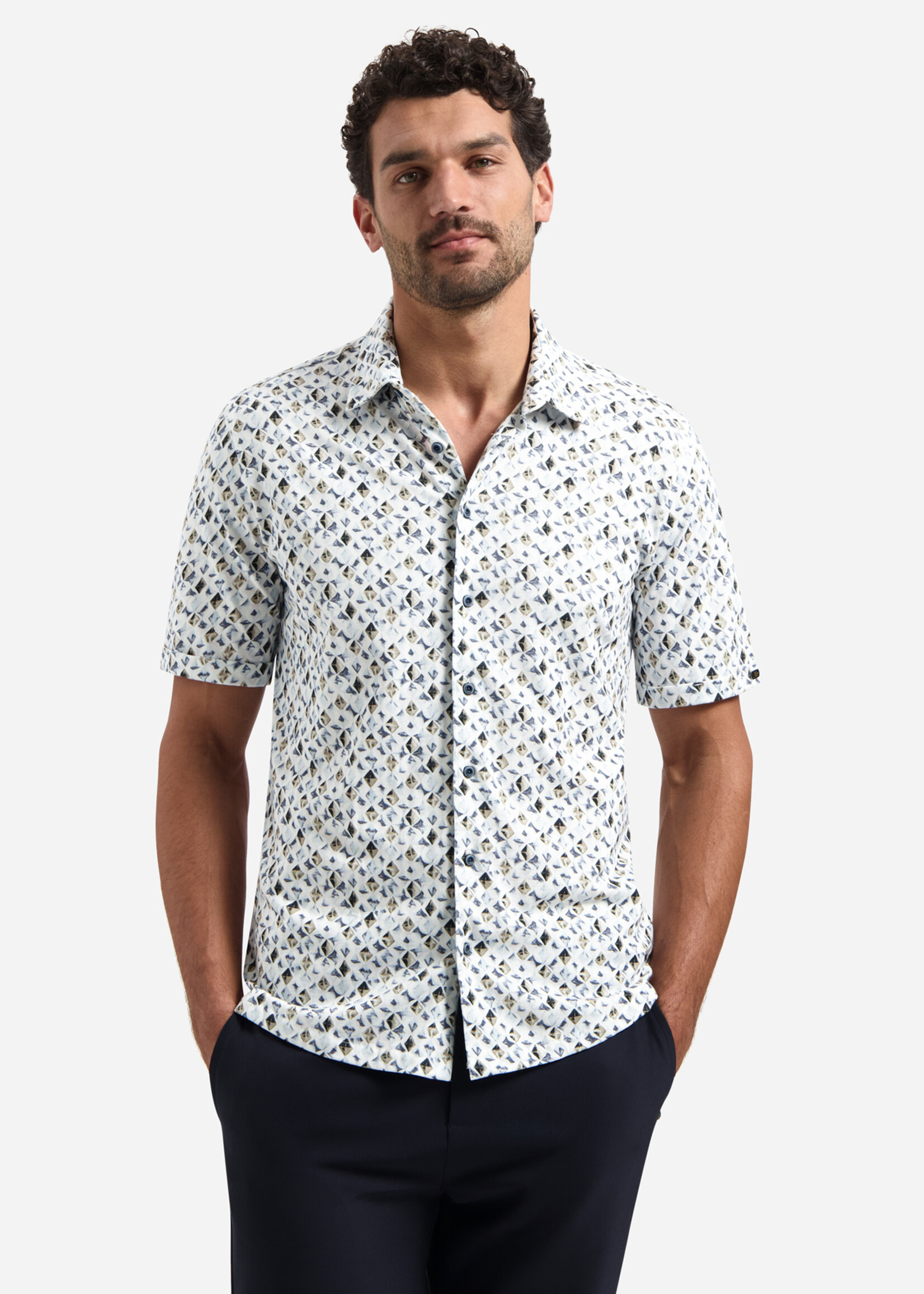 No Excess Overhemd Korte Mouw Jersey - Blue