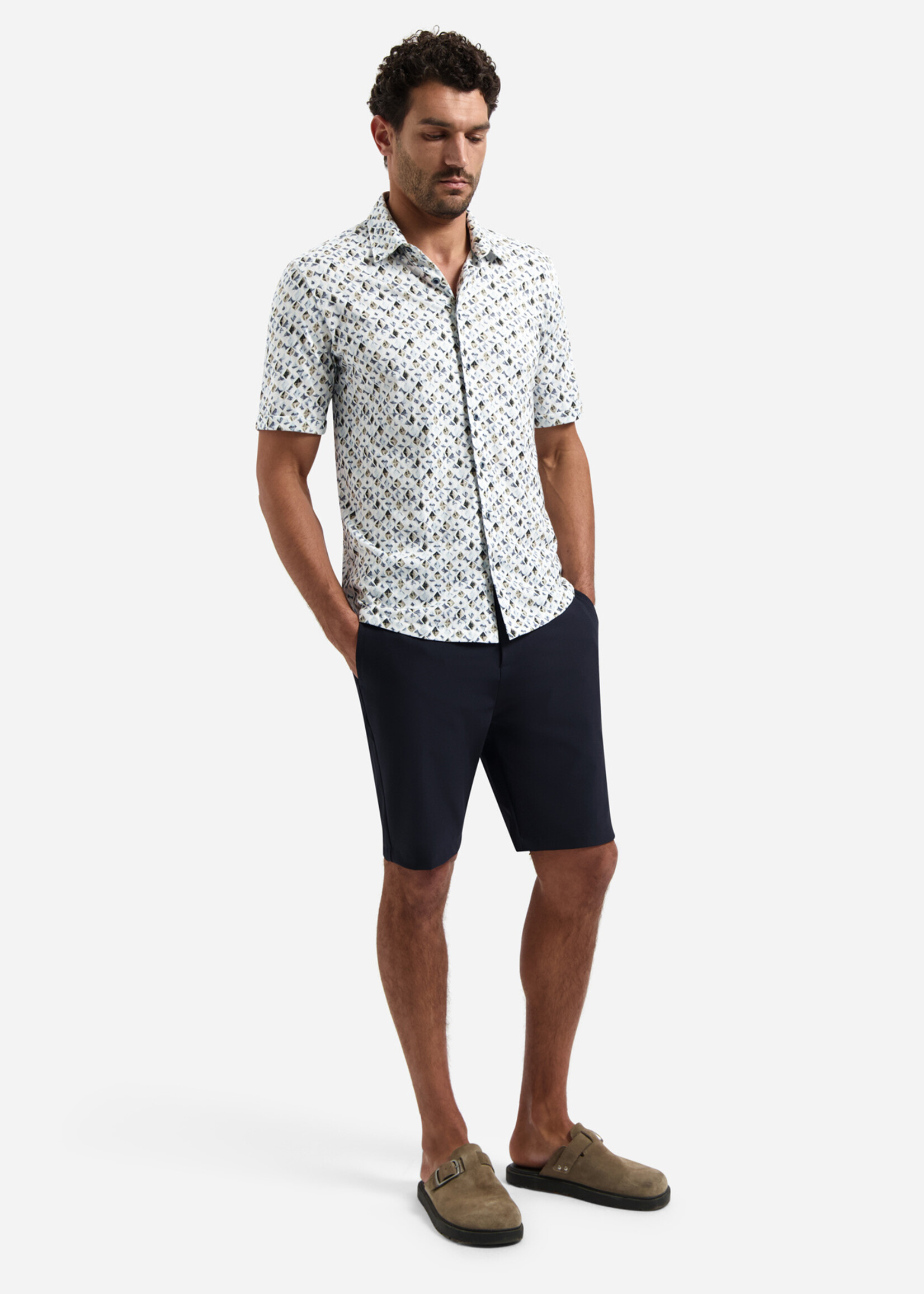 No Excess Overhemd Korte Mouw Jersey - Blue