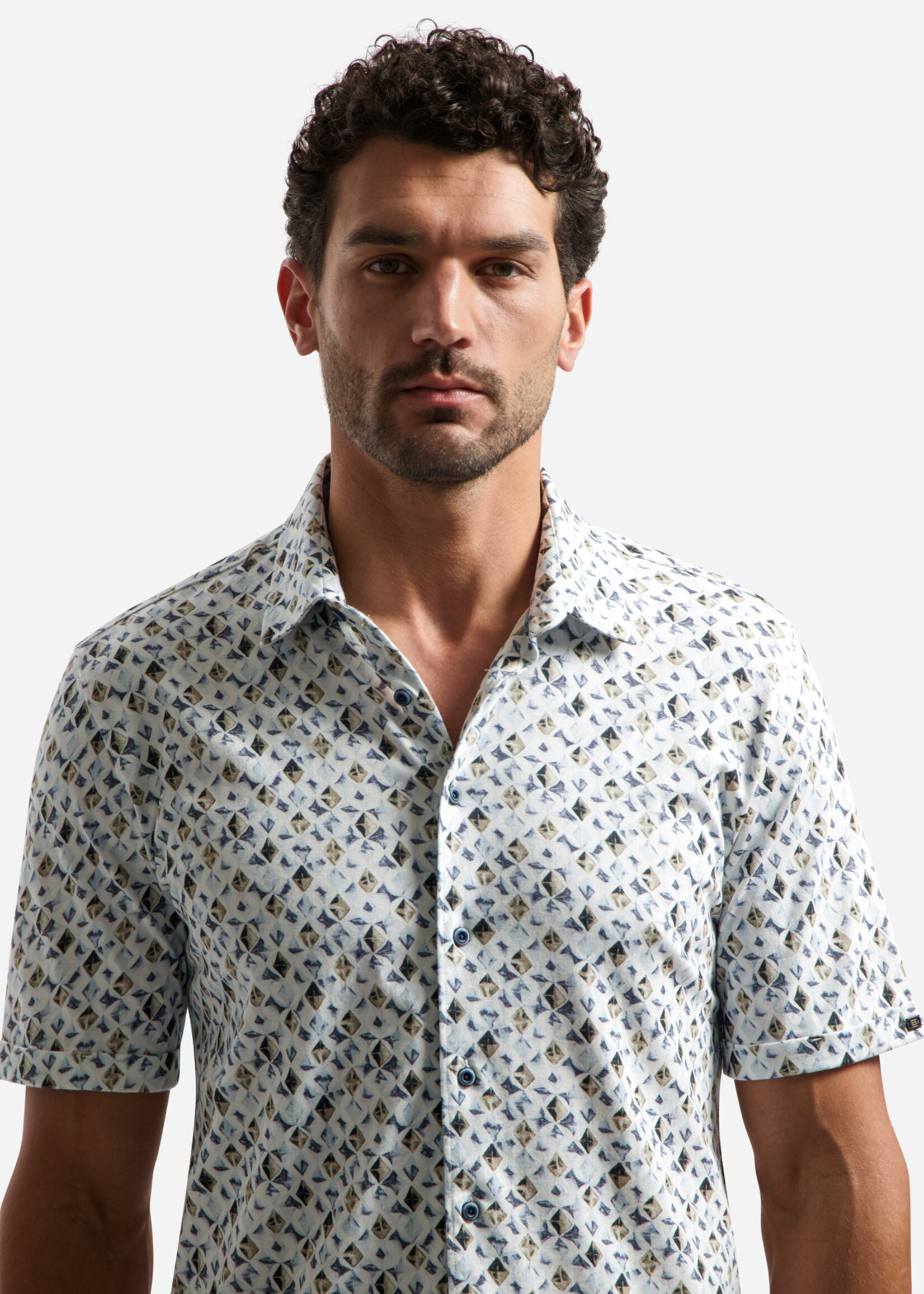 No Excess Overhemd Korte Mouw Jersey - Blue