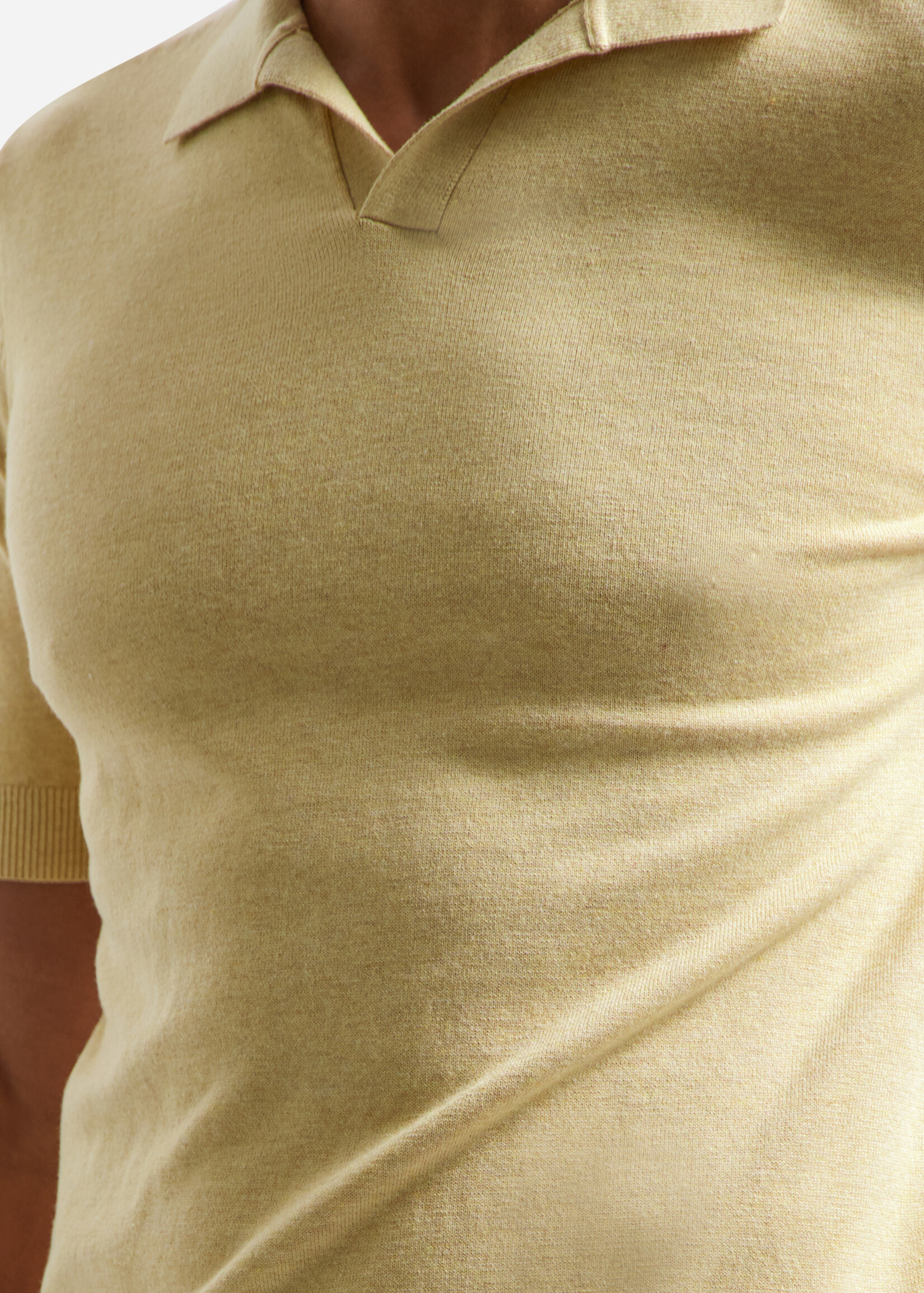 No Excess V-Polo Melange - Yellow