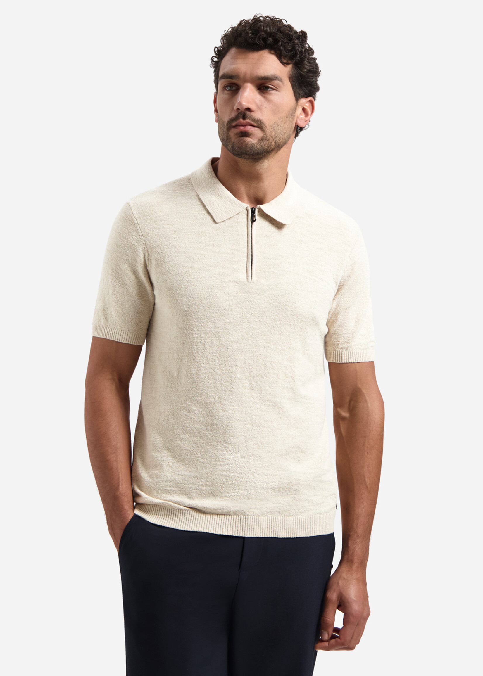 No Excess Polo Zip Frote - Desert